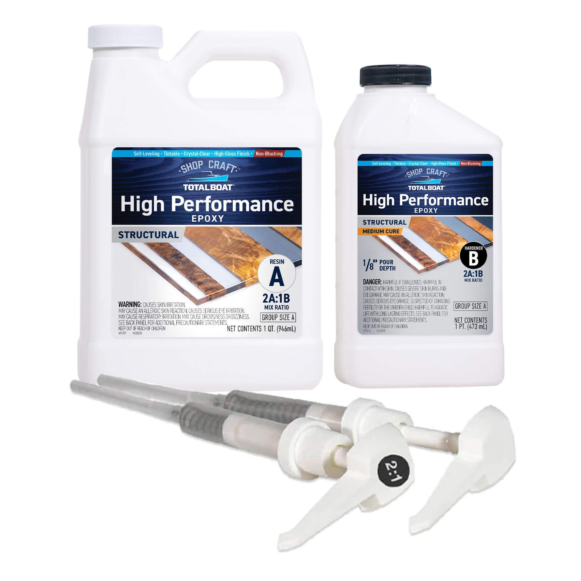 TotalBoat High Performance Epoxy Kit - Crystal Clear Marine Grade Resin and Hardener for Woodworking, Fiberglass, Wooden Boat Building and Repairs (1.5 Quart, Medium)