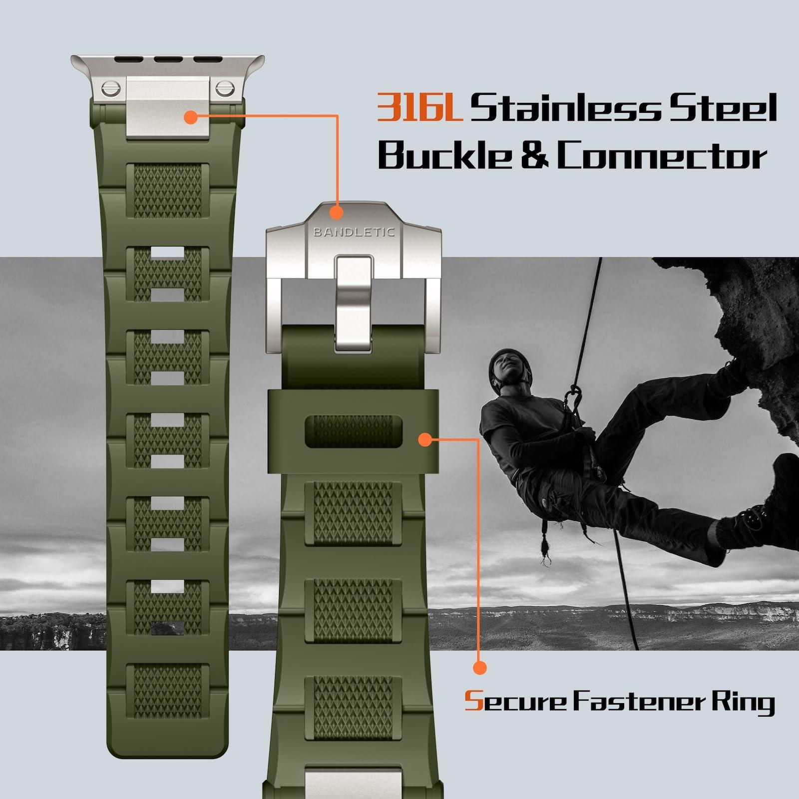 Bandletic R-Lite Fit Magnetic Watchband + R-Steel Military Band Compatible with Apple Watch 49mm/46mm/45mm/44mm/42mm(3/2/1) Men Women - Image 8