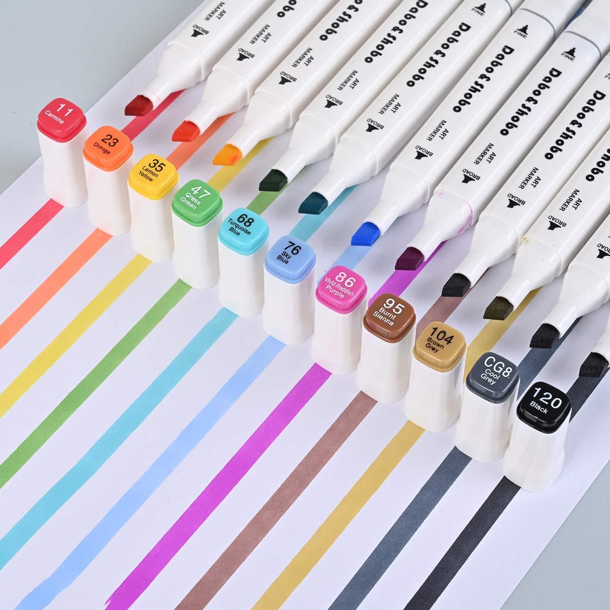 Dabo&Shobo 60 Colors Alcohol Markers, drawing markers, Dual Tip Art Markers, Fine & Chisel Coloring Marker for Kids Sketching Adult Coloring - Image 3