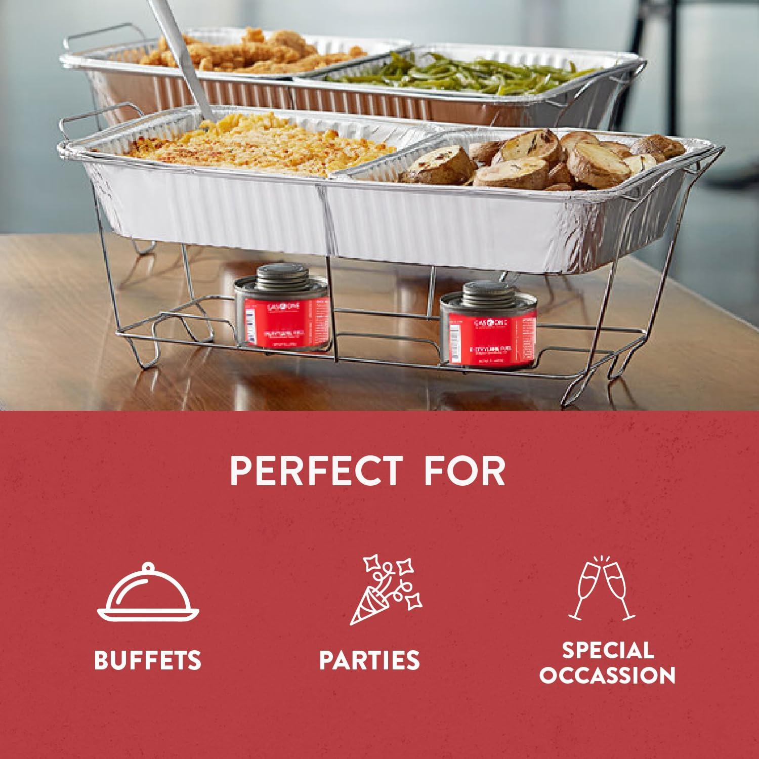 Large Full Size 33-Pcs Disposable Chaffing Buffet with-Covers, Utensils, Fuel Cans – Premium Chafing Dish Set for Events, Parties, Catering - Image 3
