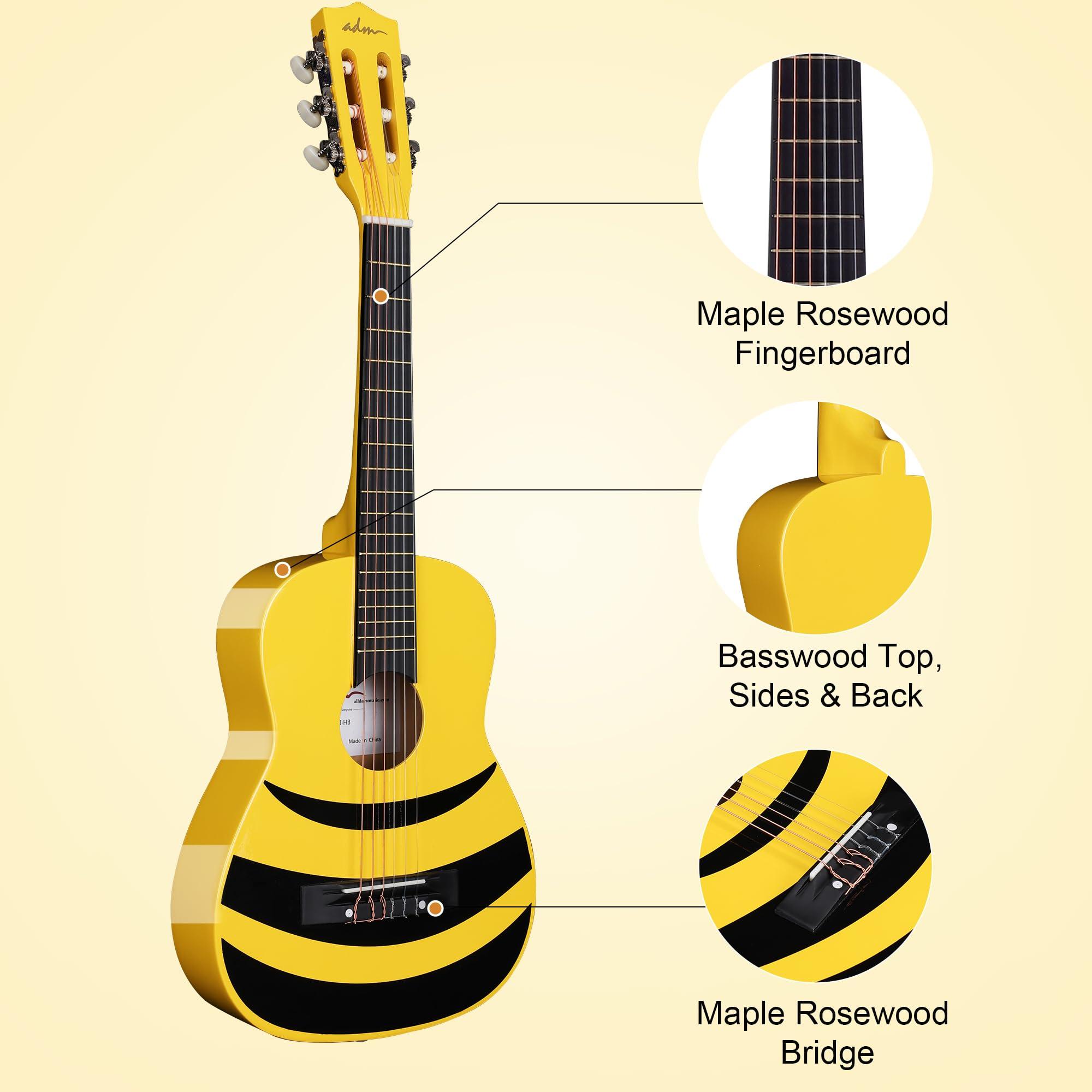 ADM Beginner Acoustic Classical Guitar Nylon Strings Wooden Guitar Bundle Kit for Kid Boy Girl Student Youth Guitarra Online Lessons with Starter Accessories (30 Inch, Honey Bee) - Image 7