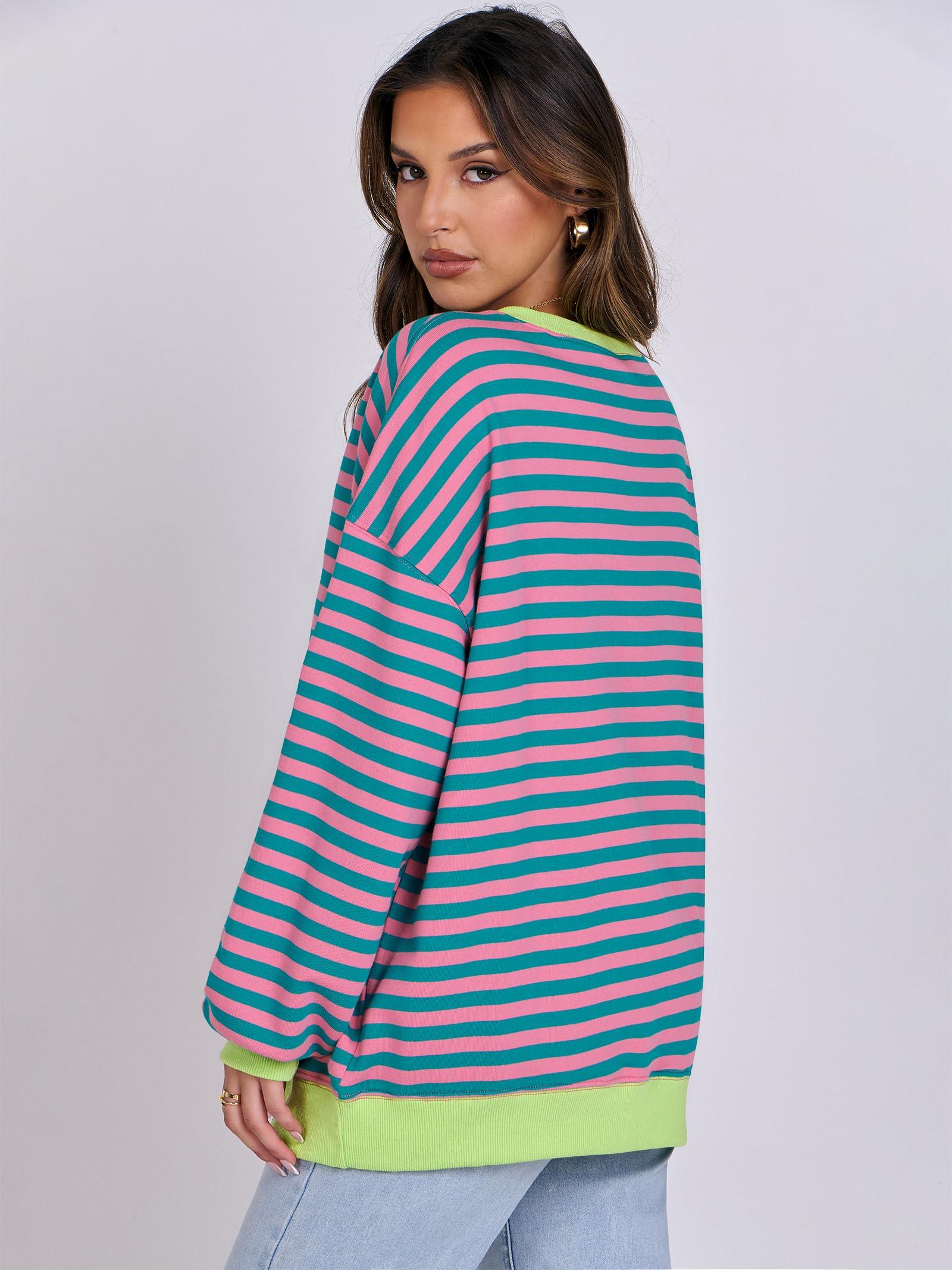 ANRABESS Women Striped Oversized Sweatshirt Crewneck Long Sleeve Shirts Hoodies 2025 Summer Fashion Pullover Top Y2K Outfits - Image 5