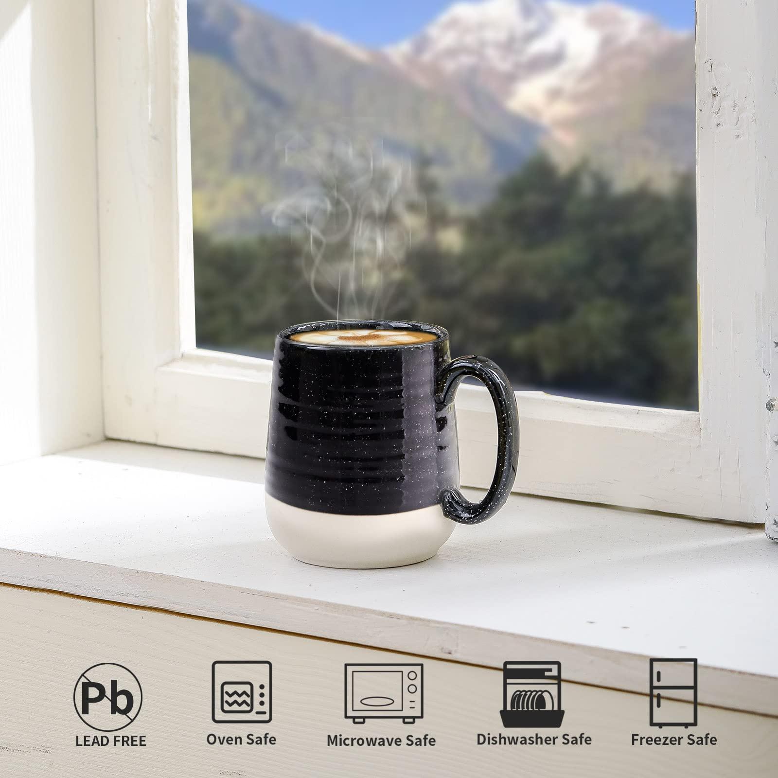 Hasense Large Coffee Mug, 20 oz Ceramic Coffee Cup with Comfortable Handle for Office and Home, Ideal for Coffee Tea Latte, Dishwasher Microwave Safe, 1 PCS(Black) - Image 5