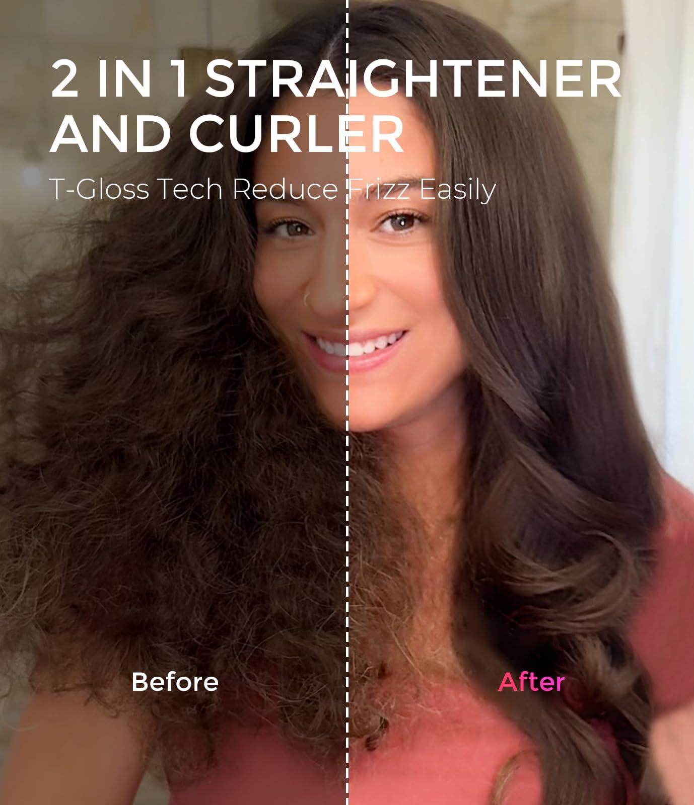 TYMO STYLUX Thermal Brush Heated Round Brush Blowout Volumizer, Hair Straightener and Curler 2 in 1, Flexi-Fit Tech, Dual Voltage, Quick & Easy, Pink, Hair Straightening, Curling Styler Tool - Image 5