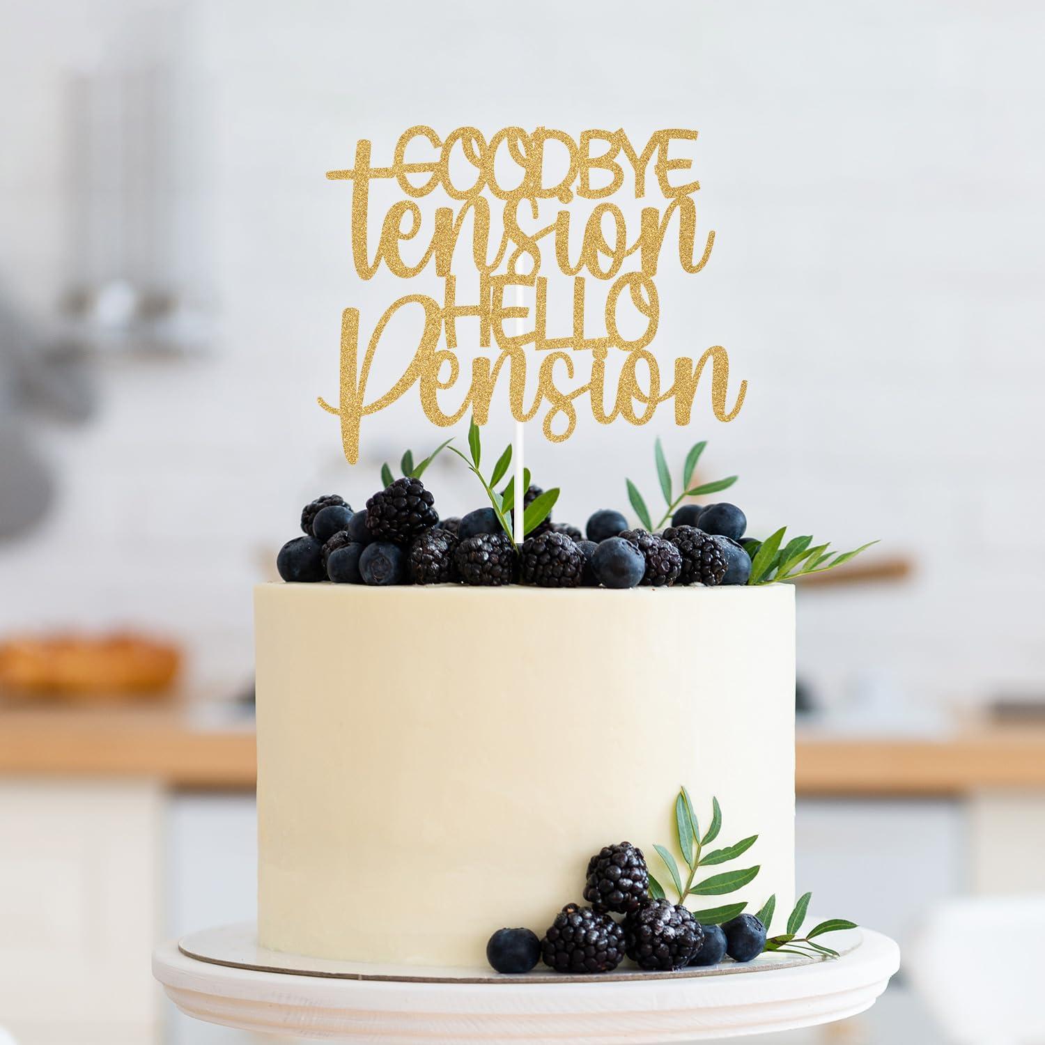 Goodbye Tension Hello Pension Cake Topper, Officially Retired/the Legend Has Retired, Glittery Retirement/Farewell Party Decorations Black - Image 5