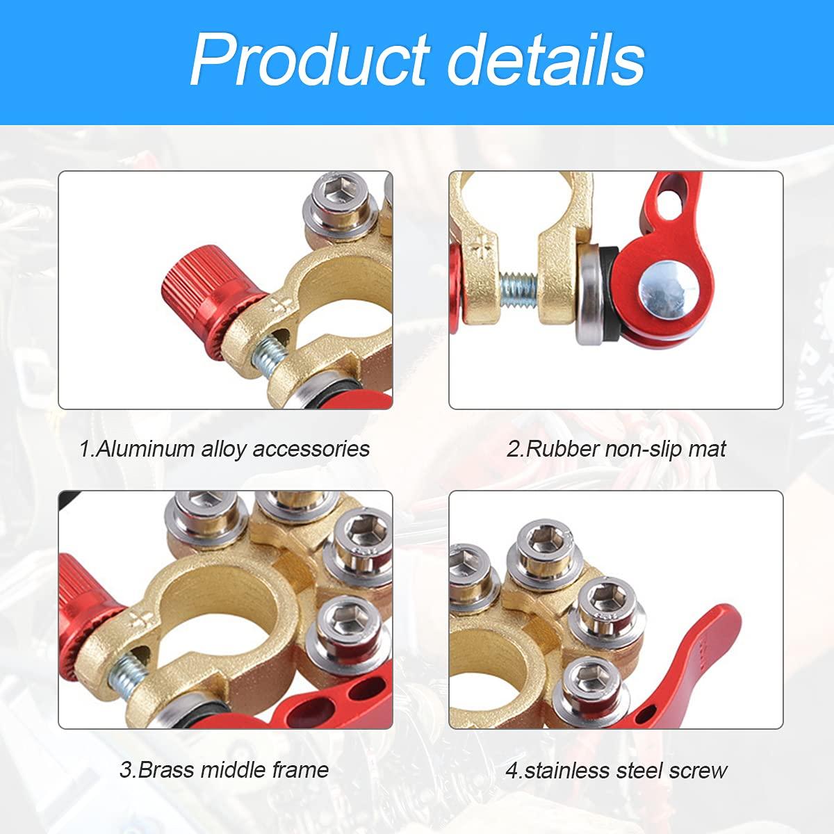 Car Battery Terminal Connectors, 2 Pcs 4 Way Quick Release Disconnect Car Battery Terminal for SAE/JIS Type A Posts, Compatible With Cars, Vans, Trucks and More - Image 3