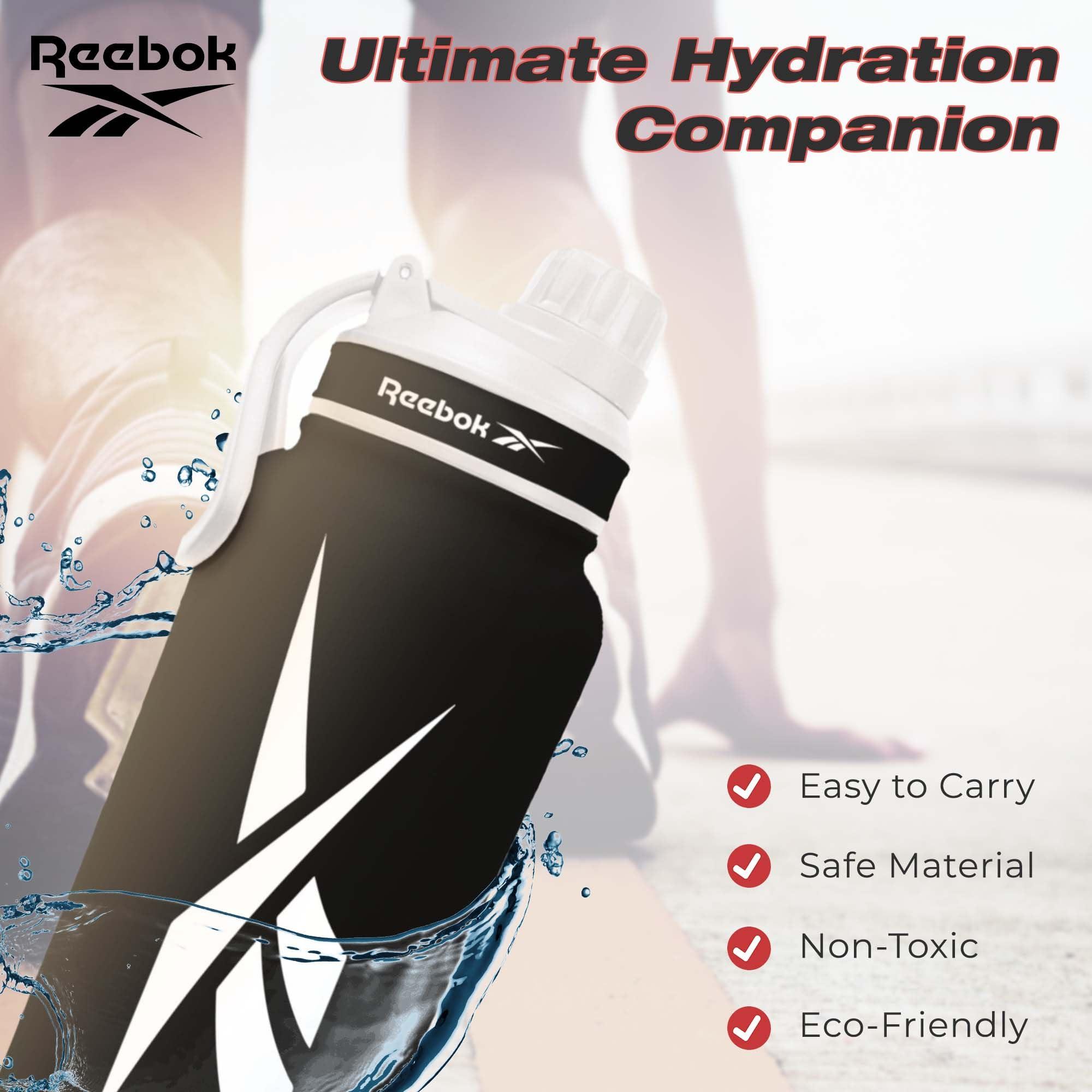 Reebok Stainless Steel Water Bottle With Athletic Design - Insulated Water Bottle 40 oz With Chug Lid - Double Wall Vaccum Insulated Sports Water Bottle, BPA Free (Black) - Image 4