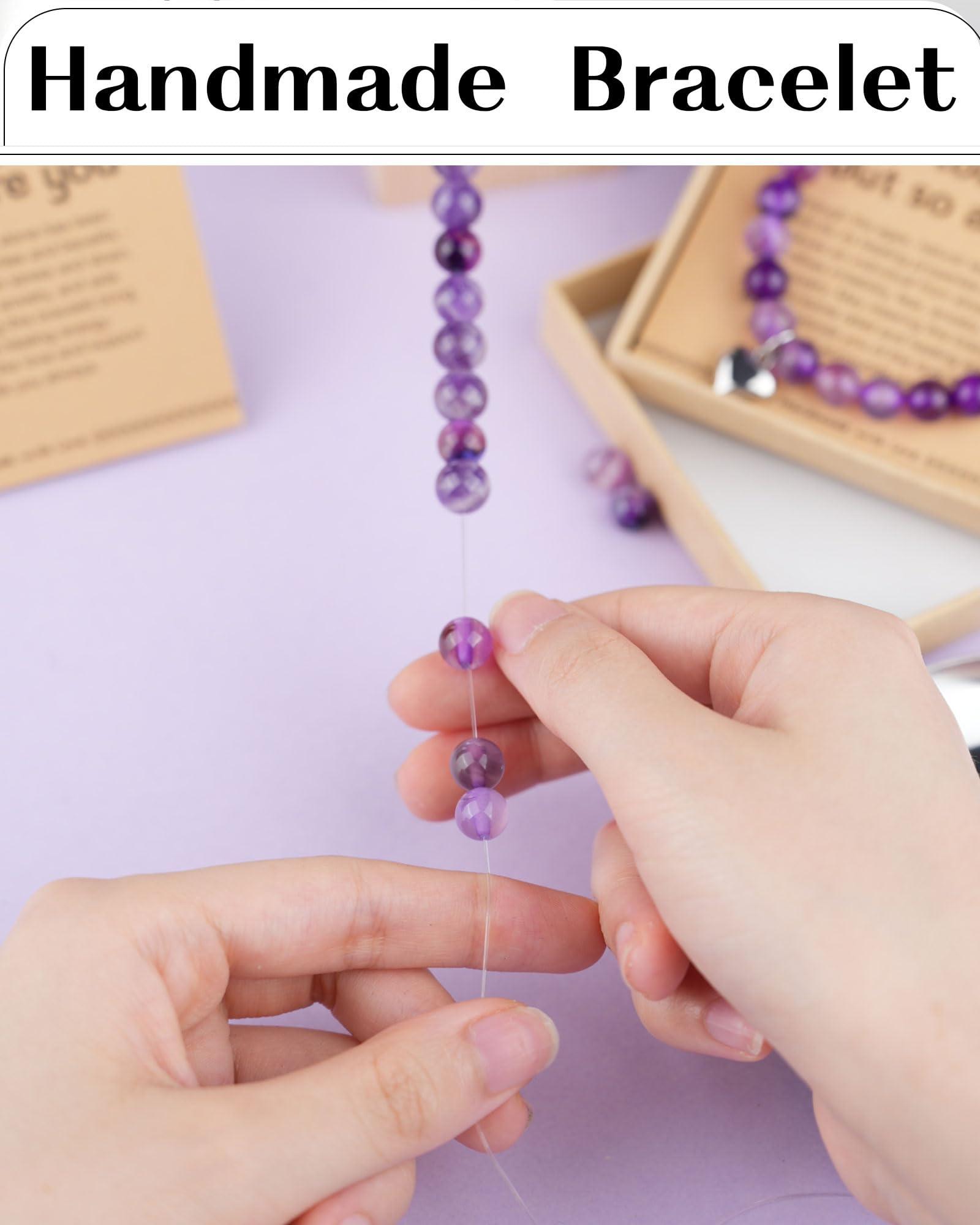 SUPHELPU Amethyst Bracelet for Women Trendy, Breast Cancer Self Care for Woman, Get Well Gift for Women after Surgery, Relaxation Stress Relief Anxiety Feel Better Sympathy Inspirational Purple Gifts - Image 2