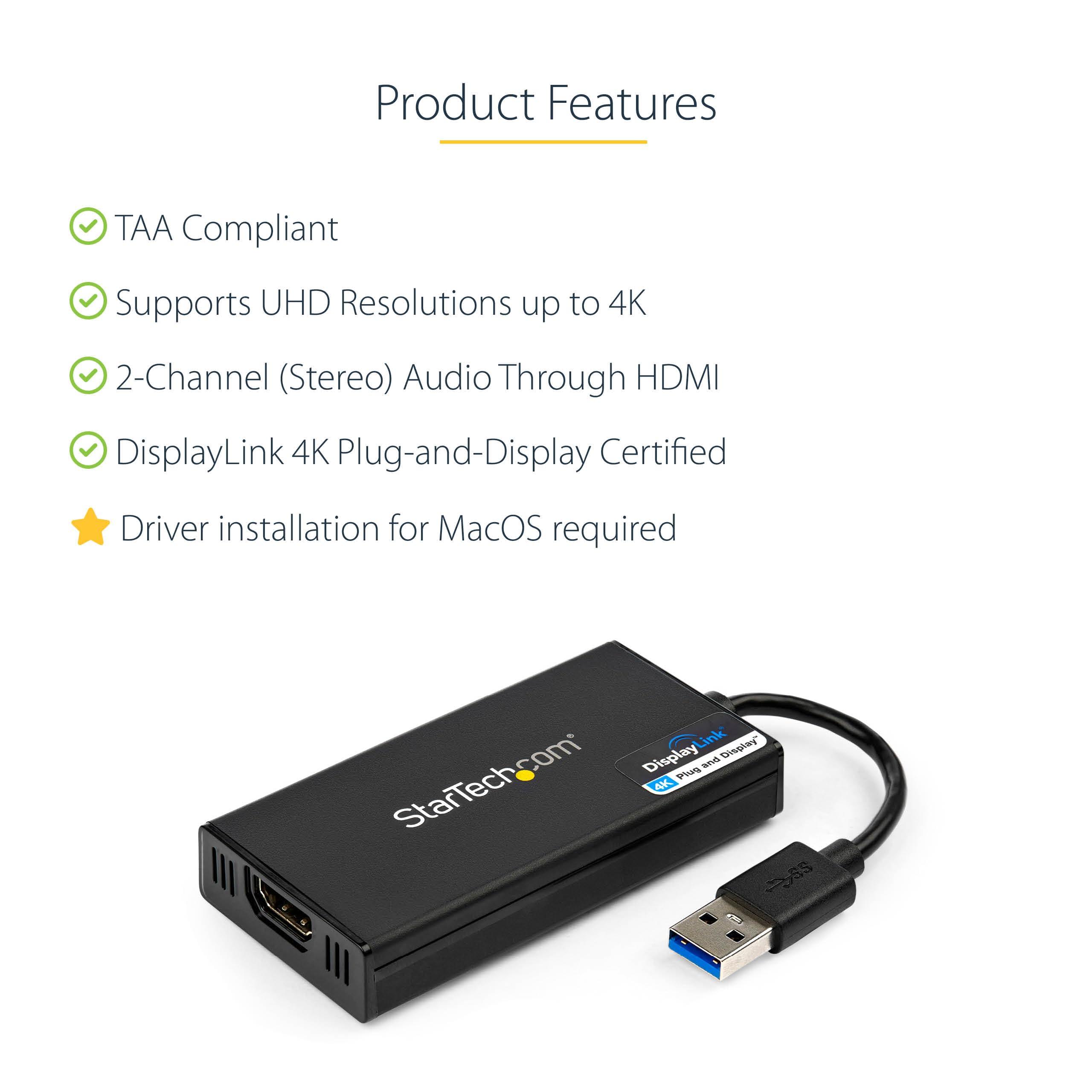 StarTech.com USB 3.0 to HDMI Adapter, 4K 30Hz UHD, USB to HDMI Display Adapter, External Adapter for Mac & Windows, TAA - Image 4
