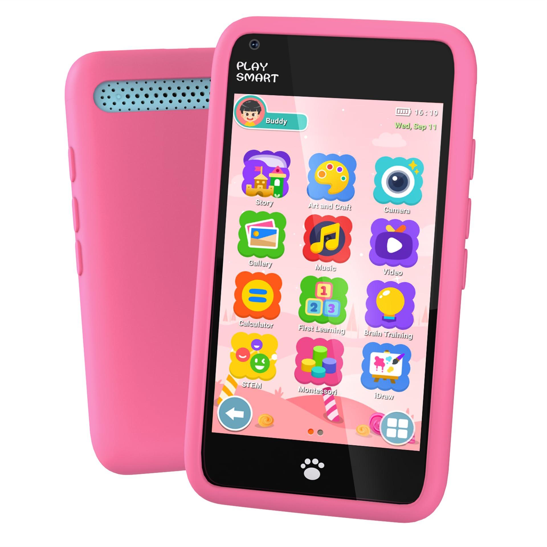 MOMILLA Kids Toys Smart Phone, 3.97" Touchscreen Phone Girls Toys, Gifts for Kids Age 3-12, Toddler Toys Learning Smartphone, Cell Phone with Front Camera Only (No Dual Camera)