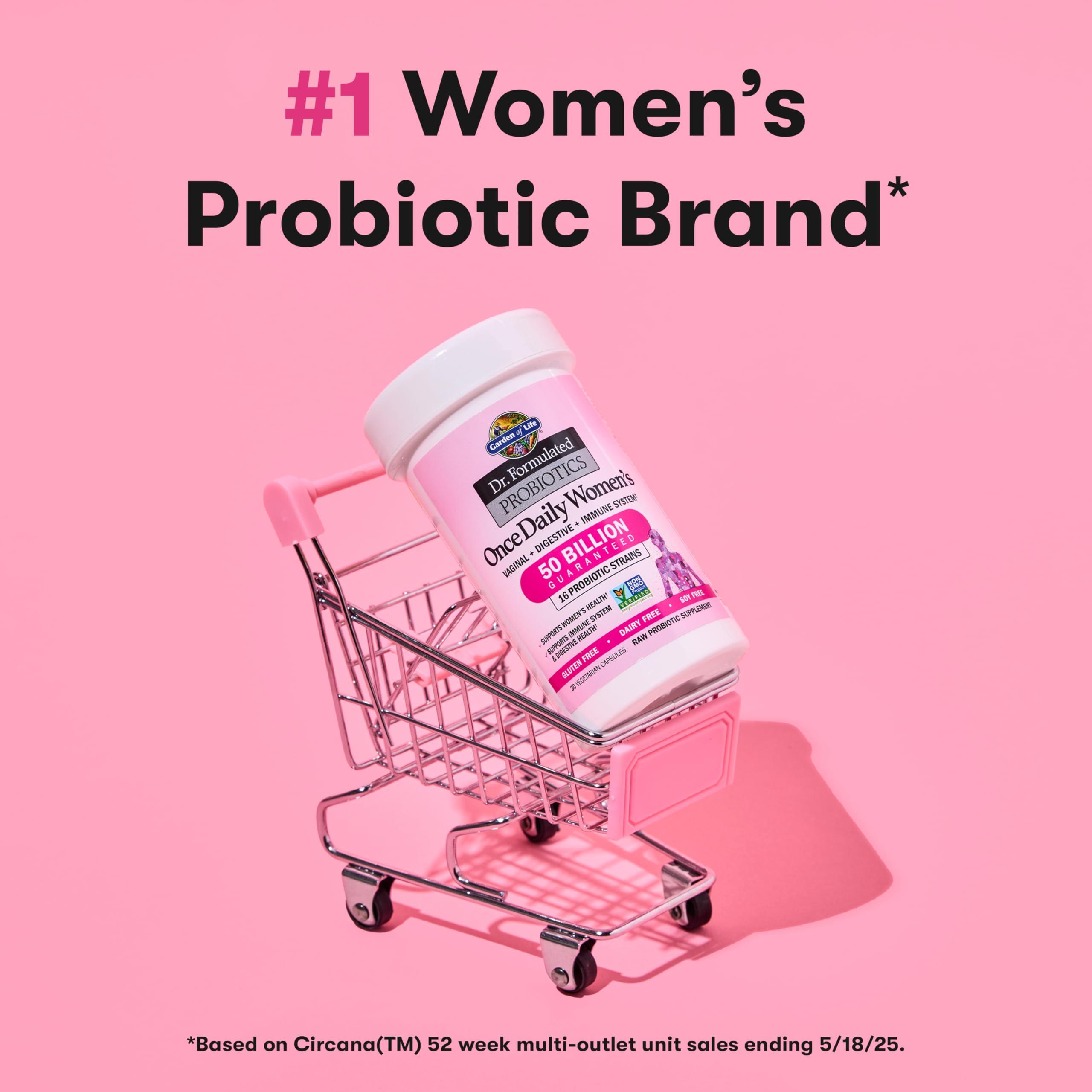Garden of Life Once Daily Dr. Formulated Probiotics for Women 50 Billion CFU 16 Probiotic Strains with Organic Prebiotics for Digestive, Vaginal & Immune Health, Dairy Free, Shelf Stable 30 Capsules - Image 3