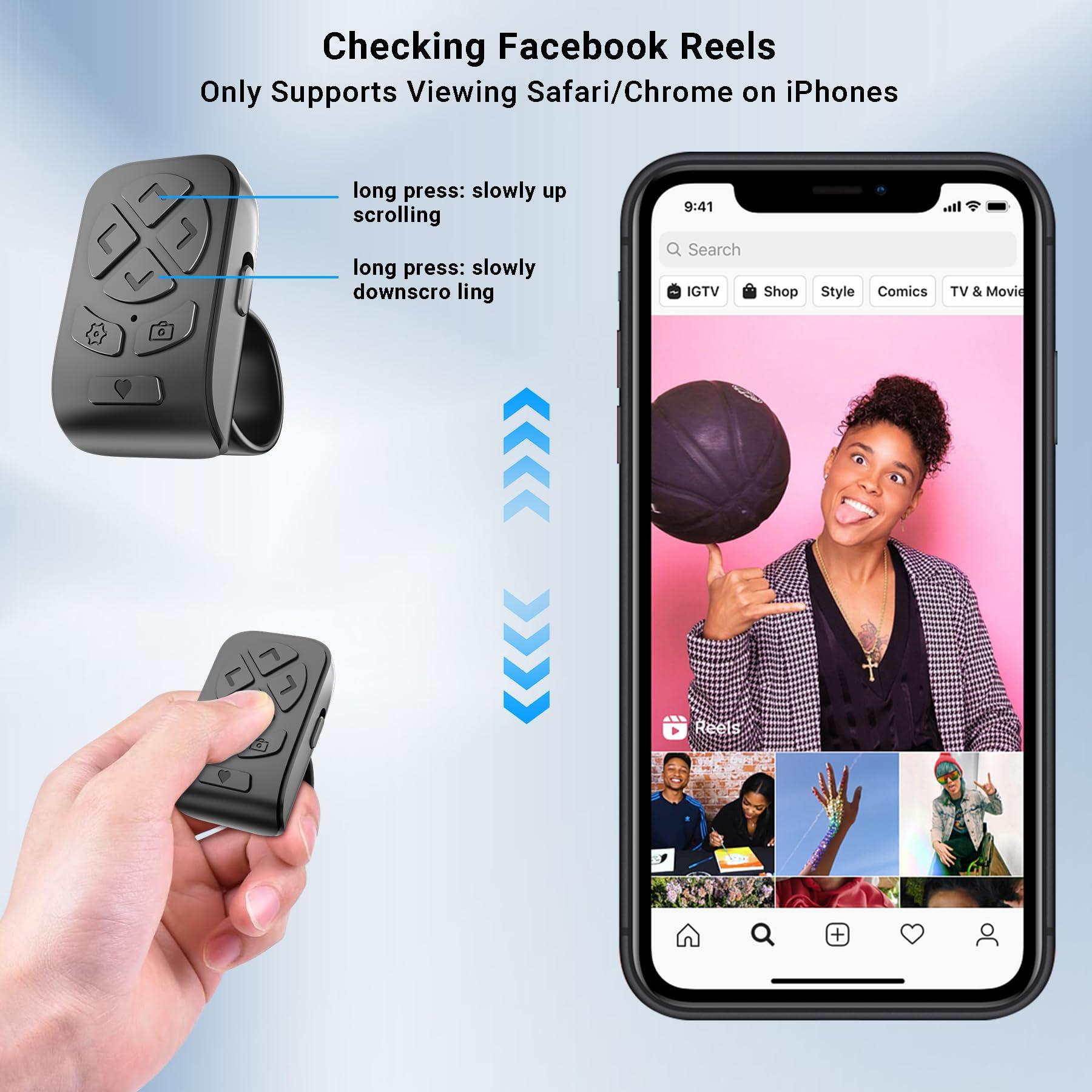 Scrolling Ring Remote for TikTok YouTube Instagram Shorts Video, Scroller Page Turner Clicker for Kindle APP Compatible with iPhone iPad Android Phone, Remote Shutter Control for Phone Camera - Image 8