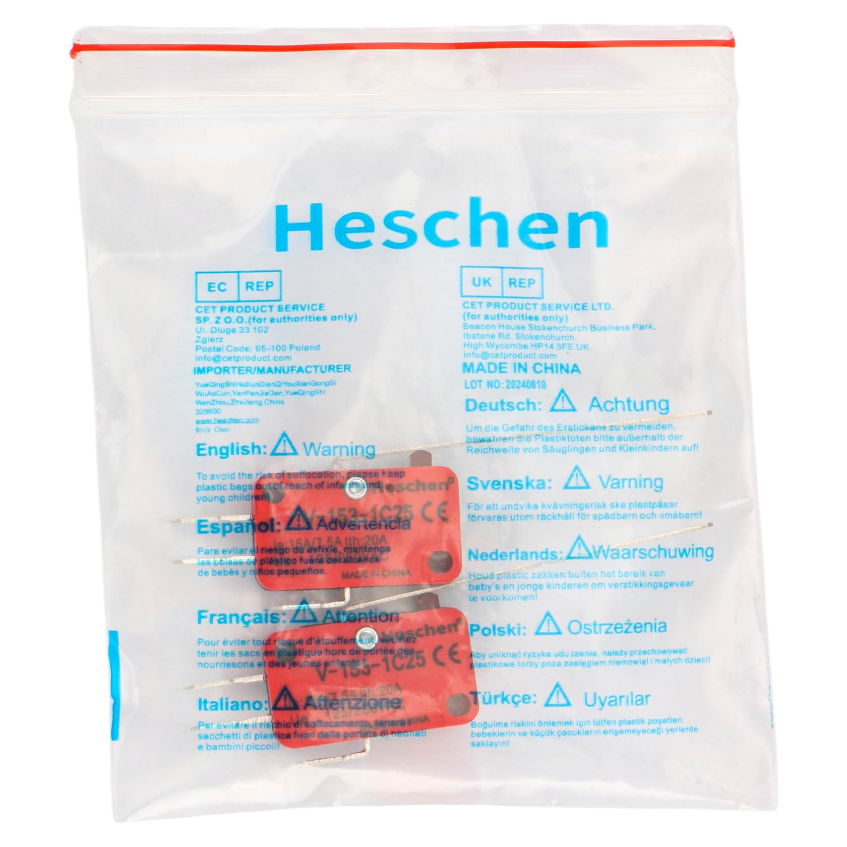 Heschen Micro Switch, V-153-1C25, SPDT, Long Hinge Lever, 20A 250VAC, 2 Pack - Image 6