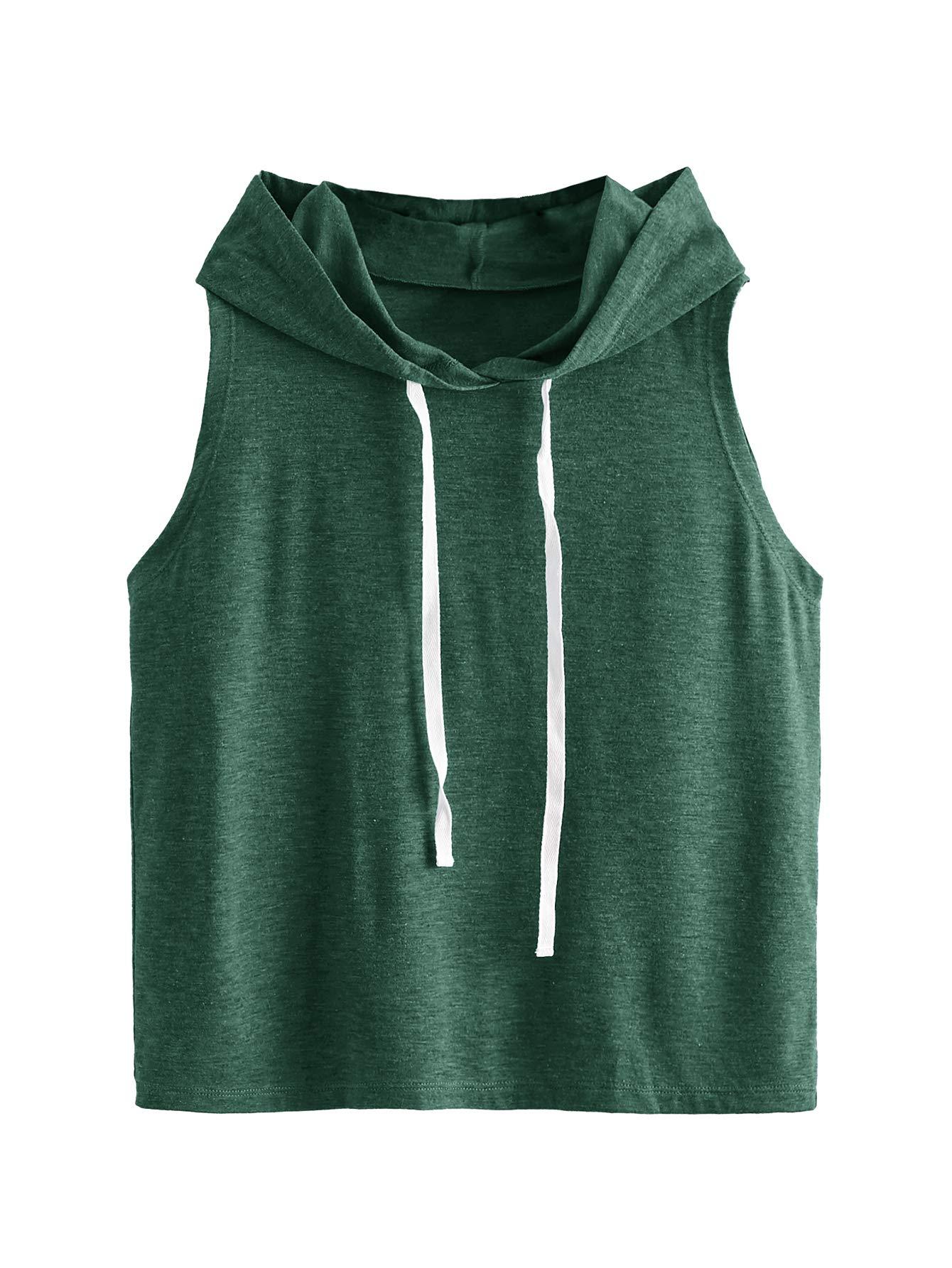 SweatyRocks Women's Summer Sleeveless Hooded Tank Top T-Shirt for Athletic Exercise Relaxed Breathable - Image 1
