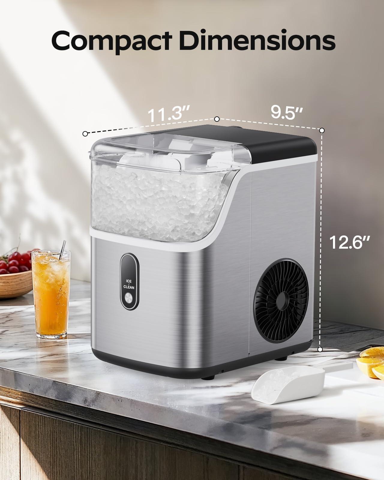 Nugget Ice Maker Countertop, HOMEZAY Pebble Ice Maker with Soft Chewable Pellet Ice, 33 lbs per Day, Compact Ice Machine with Self-Cleaning & LED Indicator for Home, Kitchen, Camping, RV, Office - Image 6