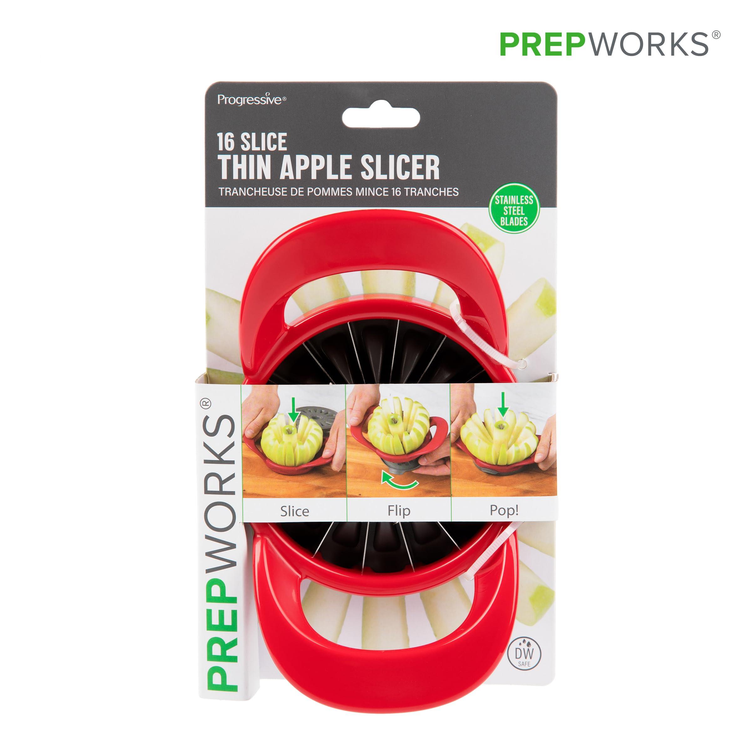 PrepWorks by Progressive Dishwasher Safe 16-Slice Thin Apple Slicer and Corer with Attached Safety Cover (Red) - Image 7