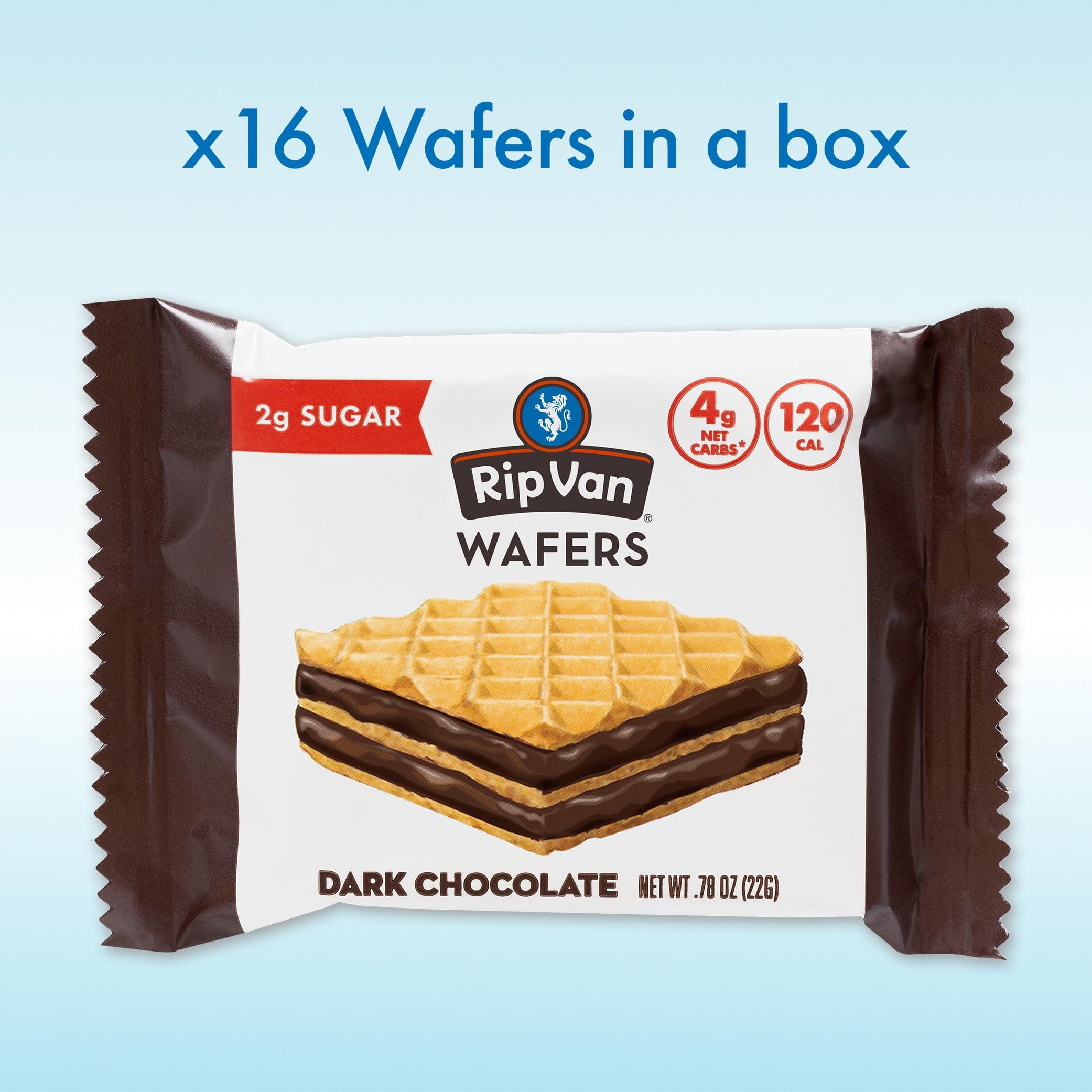 Rip Van Dark Chocolate Wafer Cookies - Healthy Snacks - Non GMO, Keto, Low Carb, Low Sugar (2g), Low Calorie and Vegan, 16 Count - Image 3
