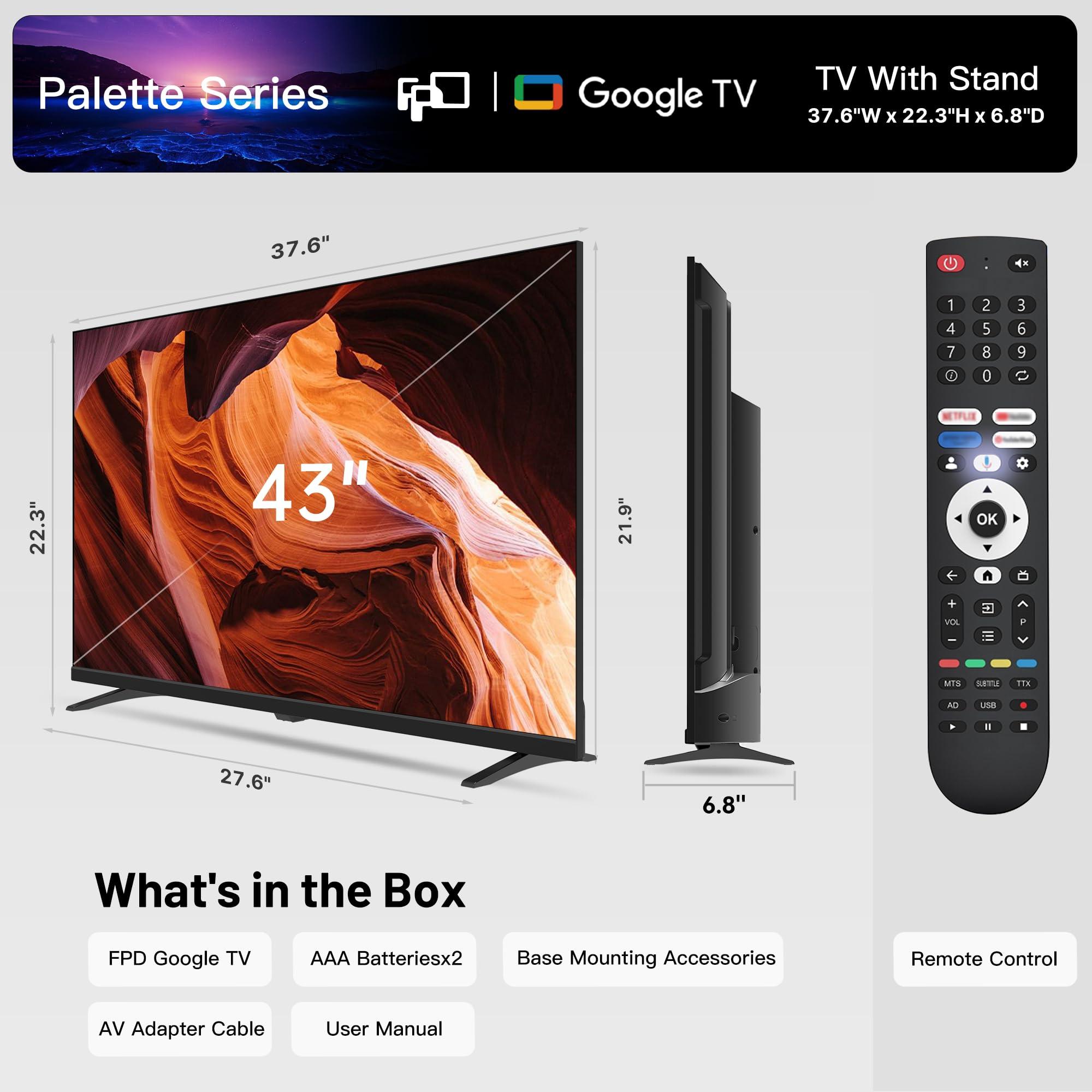 FPD Palette-Series CG43-P3 43-inch Smart TV with Google TV, 1080p, Full HD, HDR 10, Google Play, Chromecast Built-in, Stream Live TV, 2024 Model, Dolby Audio, Voice Remote - Image 8