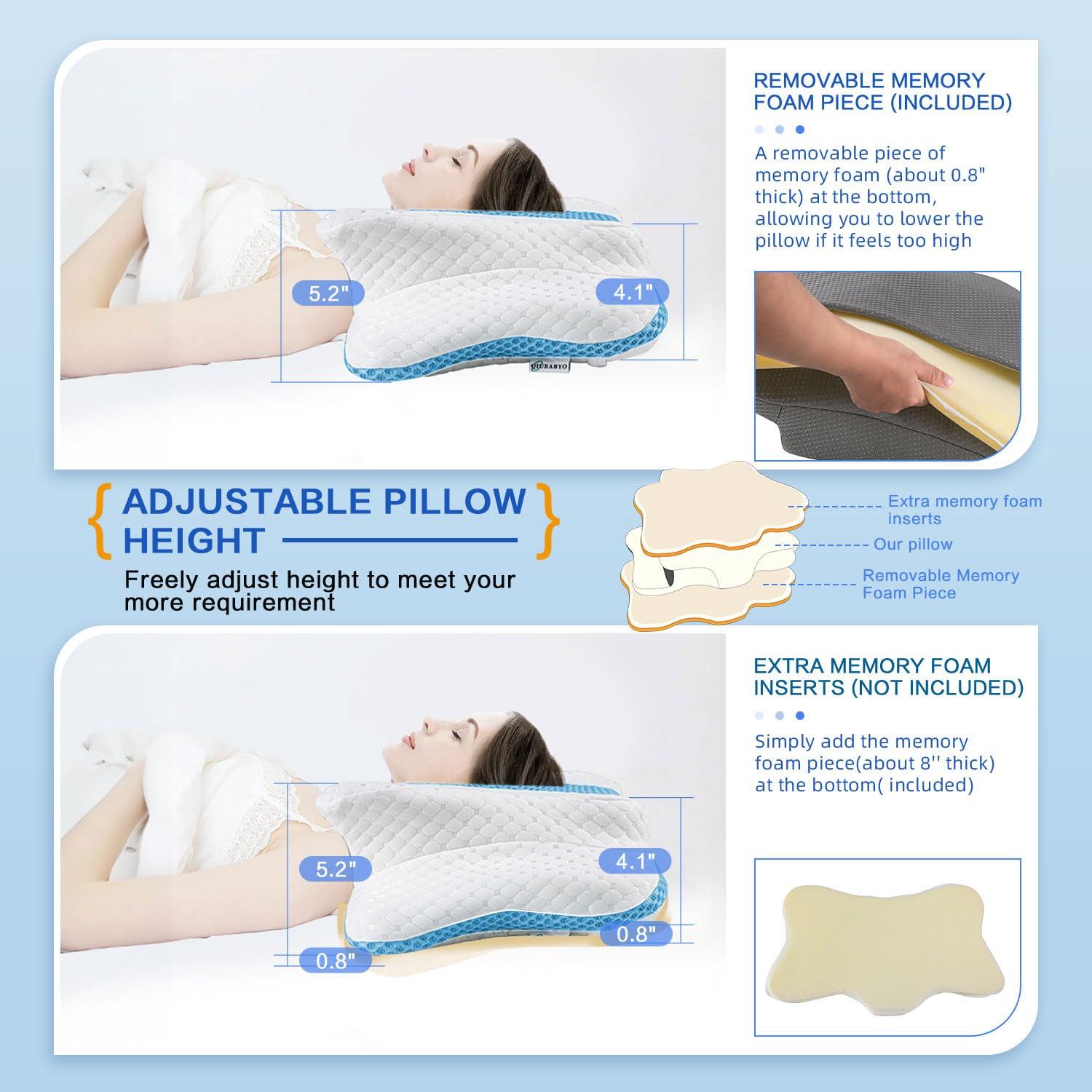 Pain Relief Cervical Pillow for Neck Support,Adjustable Ergonomic Pillow Cozy Sleeping,Odorless Orthopedic Memory Foam Pillows,Contour Bed Pillow for Side Back Stomach Sleeper - Image 3
