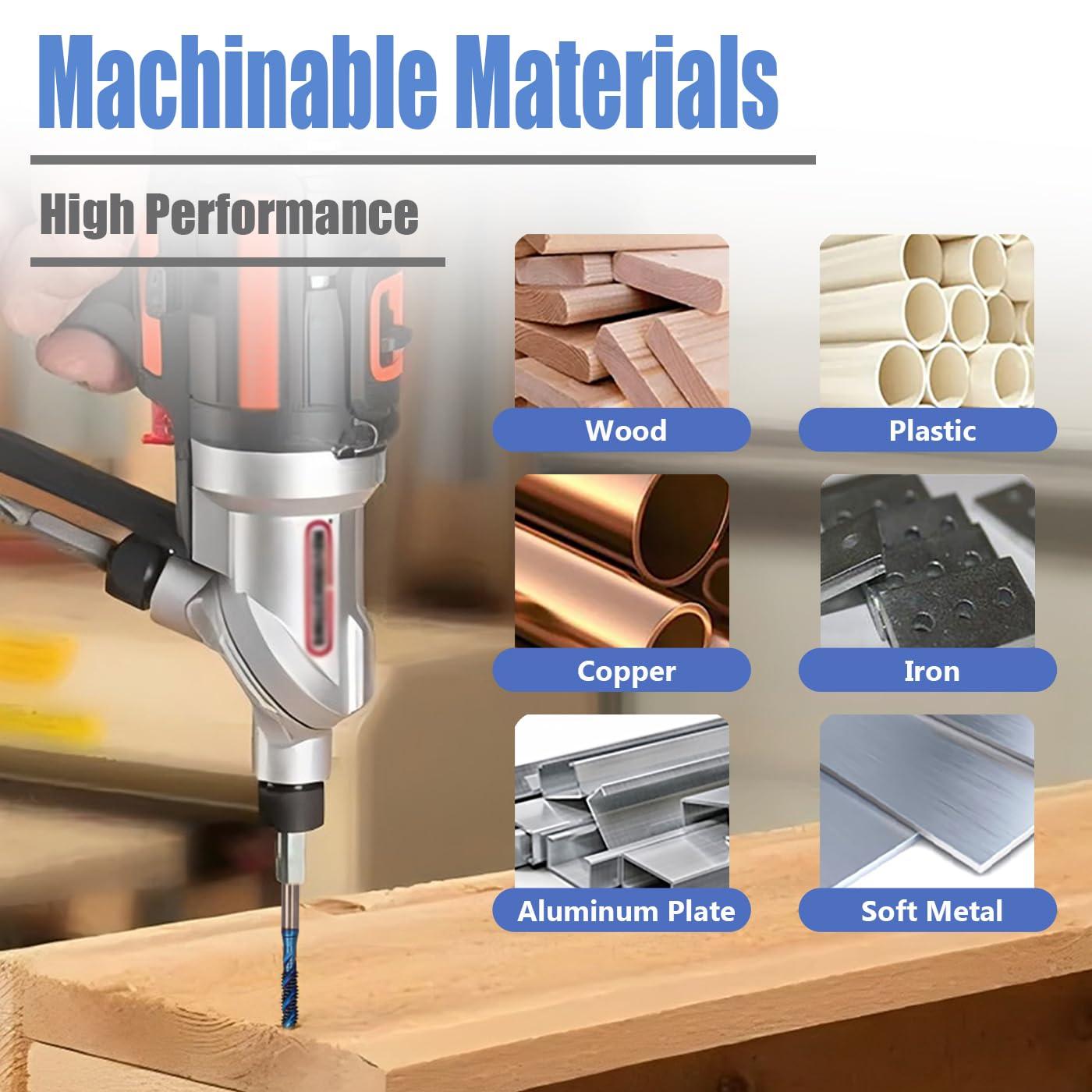 Mesee 6 Pieces Spiral Flute Tap Set SAE Size Nano Blue Coated HSS Machine Screw Taps 6-32NC 8-32NC 10-24NC 10-32NC 12-24NC 1/4-20NC Screw Threading Tap Drill Bits Thread Tapping Tool - Image 5