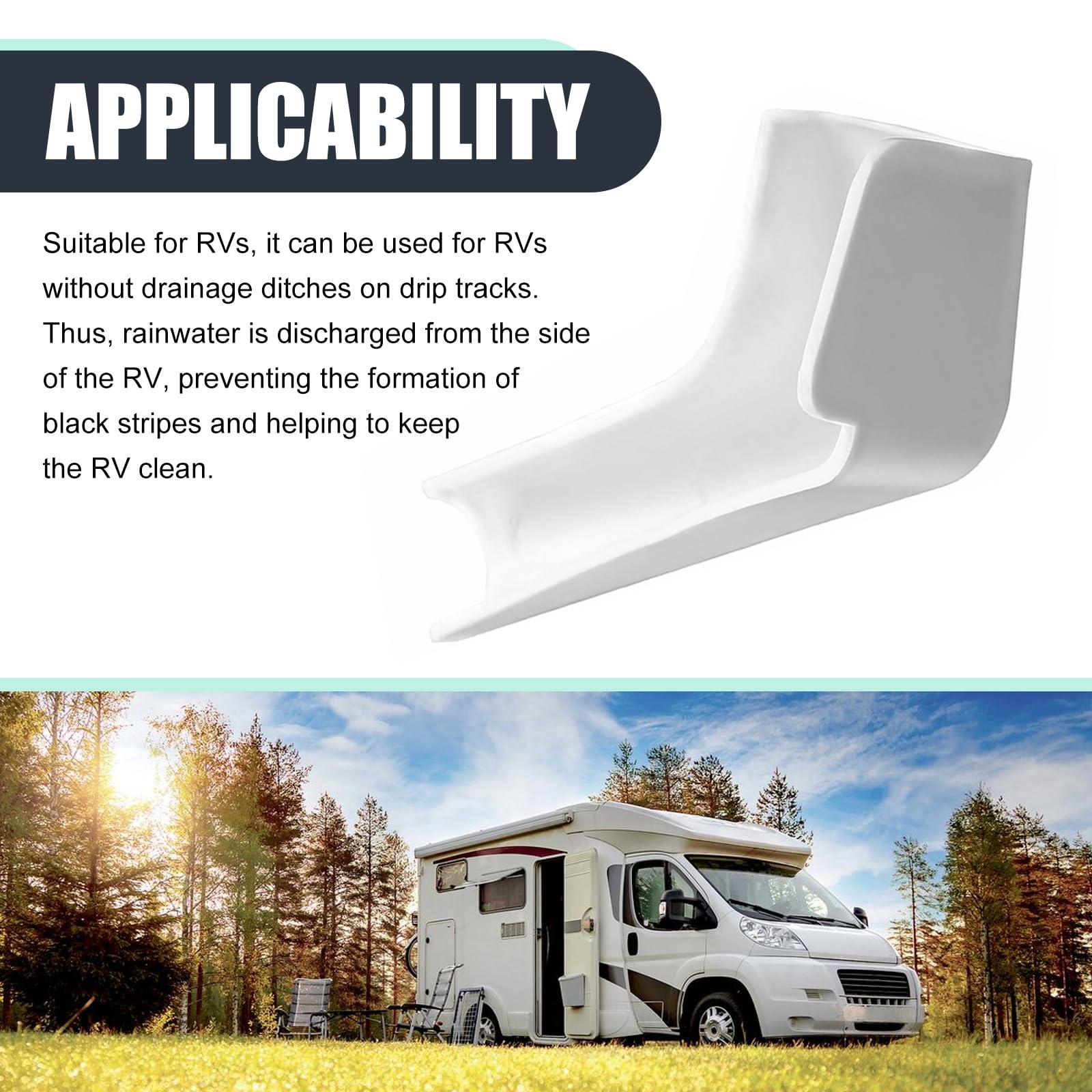 PenFot 4 PCS RV Roof Rain Gutter, 4.6" x 1.4" Rainwater Diversion Drain Accessory to Keep Roof Dry, Dust and Rust Proof Slot Expander for Left and Right Side, Universal for RVs (White) - Image 6