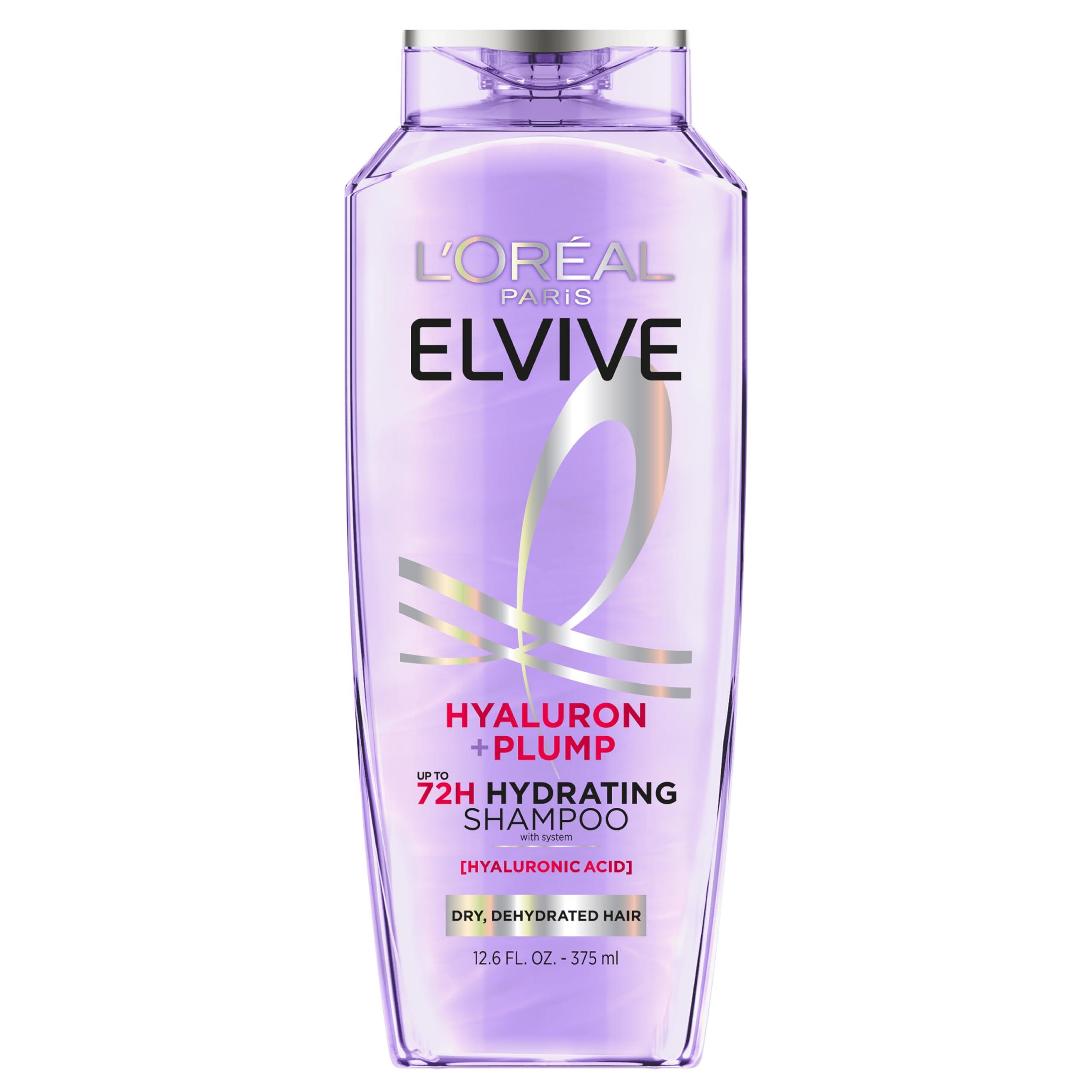 L'Oreal Paris Elvive Hyaluron Plump Hydrating Shampoo for Dehydrated, Dry Hair Infused with Hyaluronic Acid Care Complex, Paraben-Free, 12.6 Fl Oz