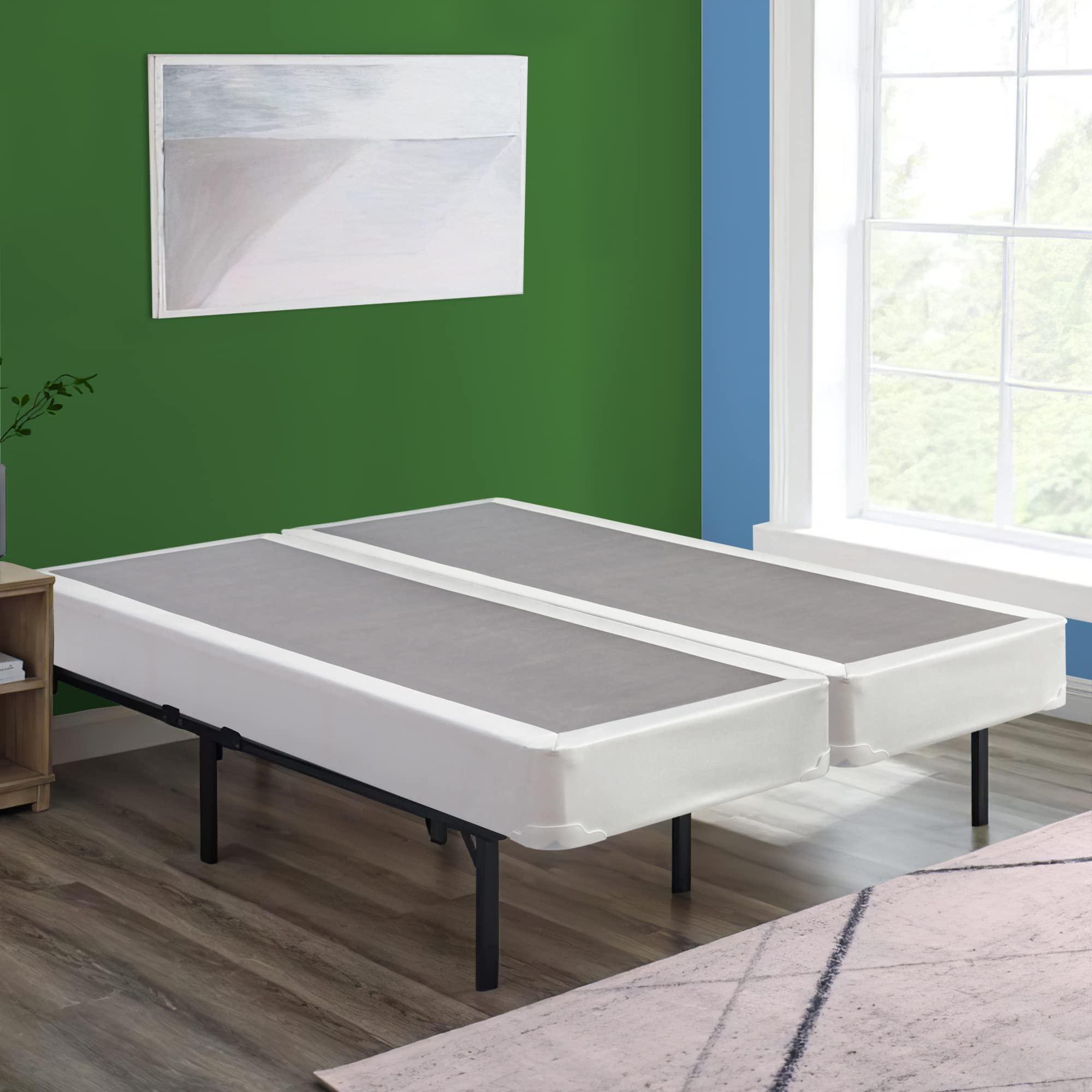 Spring Solution 4-Inch Wood Split Low Profile Traditional Box Spring/Foundation for Mattress Set, King, 1, White