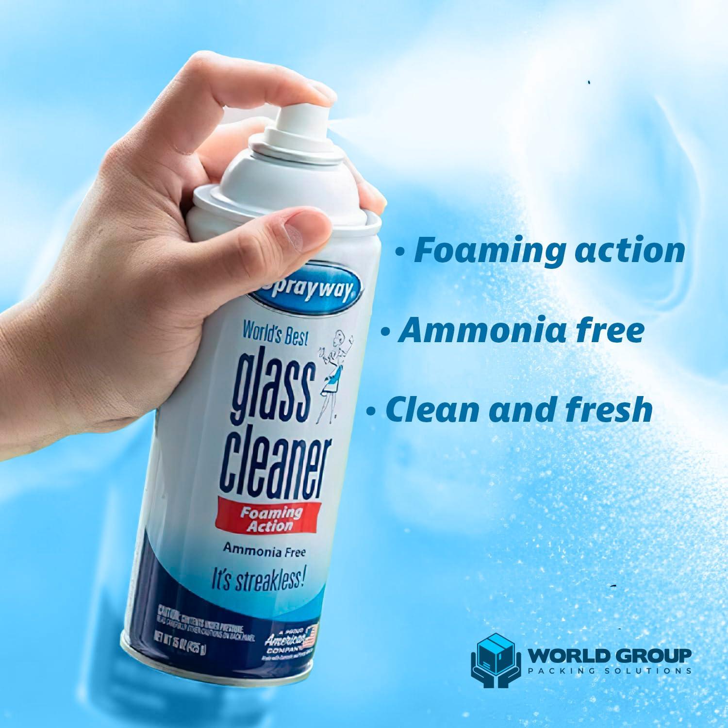 World Group Packing Solutions Glass Cleaner Foam, Foaming Action & Spray, 19oz - 2 Pack - Clean Fresh Scent - Bundled With 2 Microfiber Rags - Image 4