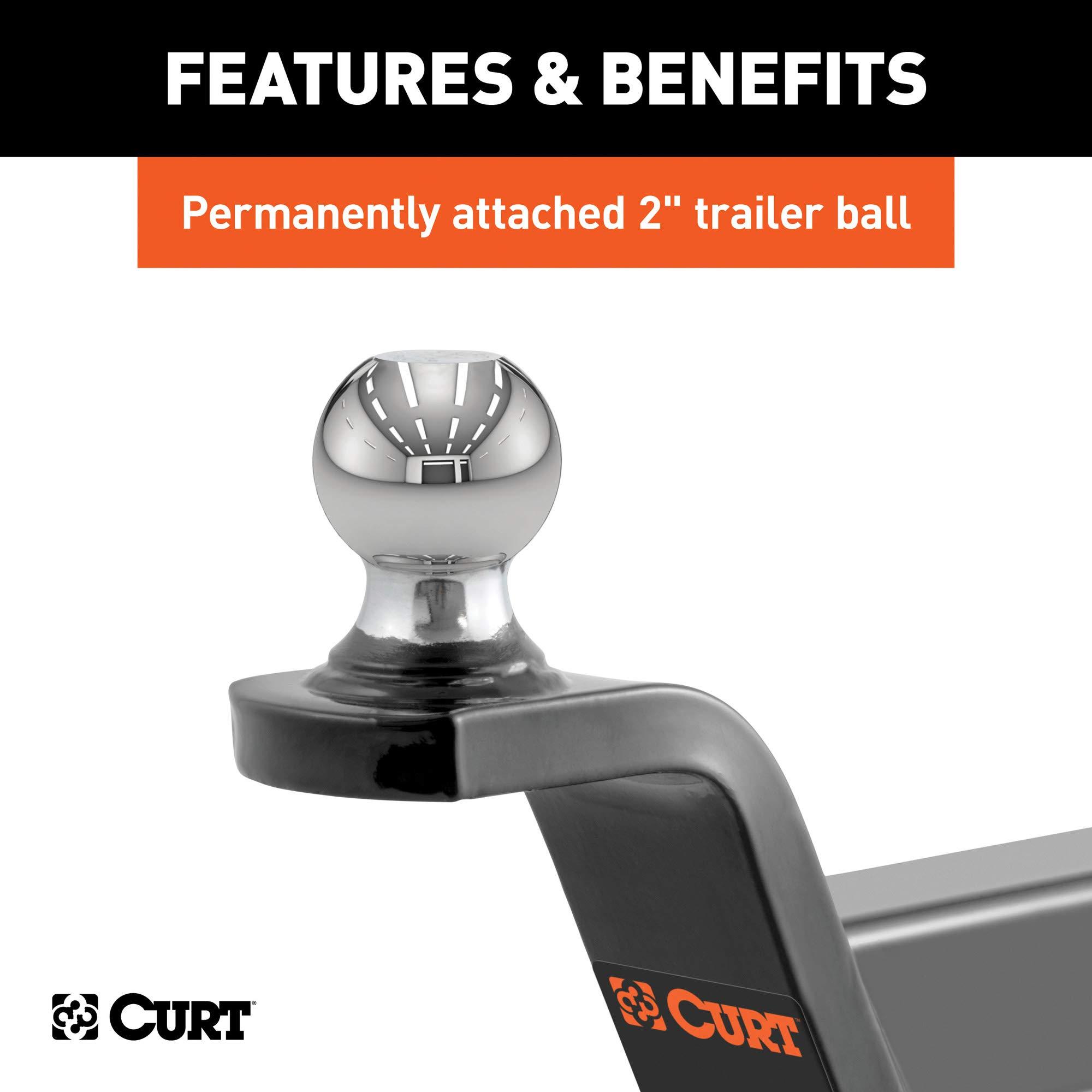 CURT 45155 Fusion Trailer Hitch Mount with 2-Inch Ball & Pin, Fits 2-In Receiver, 7,500 lbs, 2" Rise - Image 4