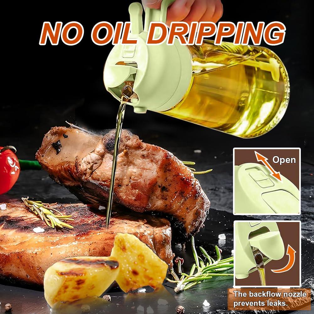 Oil Dispenser Bottle Glass Olive Oil Sprayer 2 Pcs: 2 in 1 Olive Oil Dispenser Bottle, Premium Oil Sprayer for Cooking, Glass Oil Spray Bottle for Air Fryer Salad BBQ Baking-470ml - Image 5