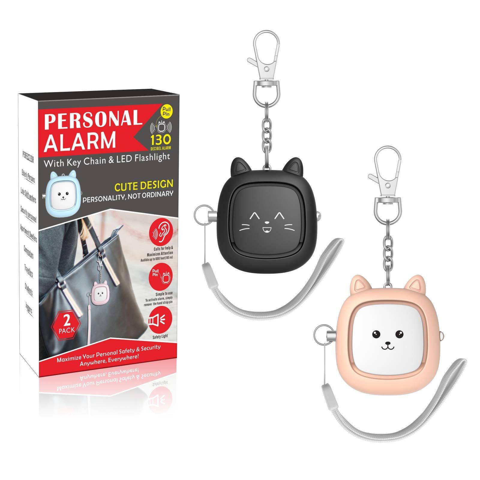 Safe Sound Personal Alarm,2 Pack 130 dB Loud Siren Song Emergency Self-Defense Security Alarm Keychain with LED Light, Personal Sound Safety Siren for Women, Men, Children, Elderly