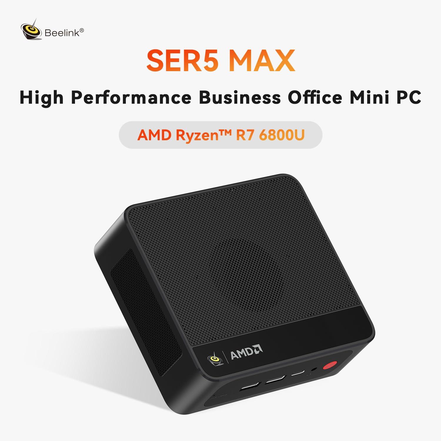 Beelink SER5 MAX Mini PC, AMD Ryzen 7 6800U(8C/16T, Up to 4.7GHz), Mini Computer 32G LPDDR5 RAM 1TB NVMe PCIE4.0 SSD, Mini Desktop Computer 4K@144Hz Triple Display HDMI2.1/DP/WiFi6/BT5.2/W-11 Pro - Image 2