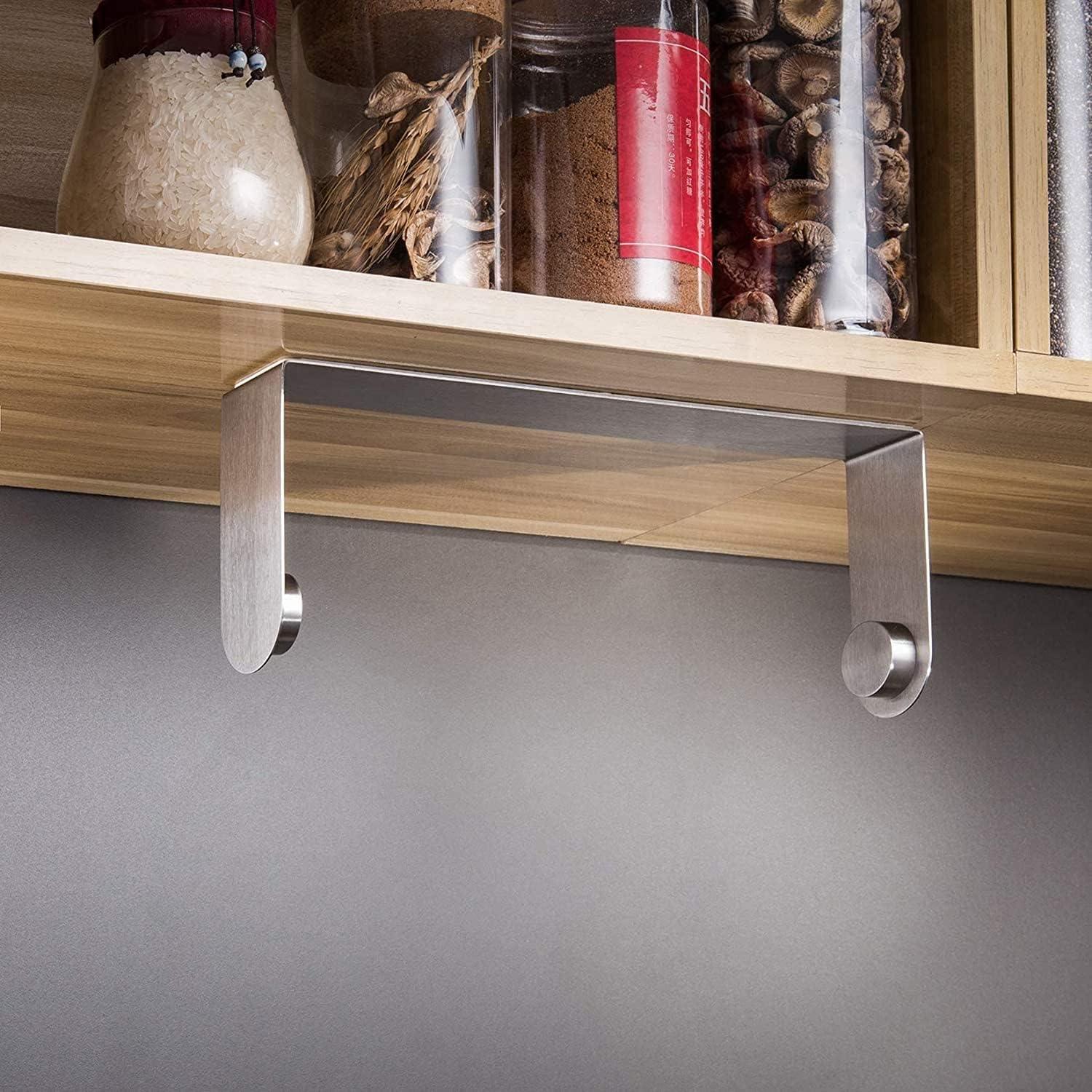 YIGII Paper Towel Holder Under Cabinet - Self Adhesive Paper Towel Rack Wall Mount for Kitchen, SUS-304 Stainless Steel Brushed - Image 5