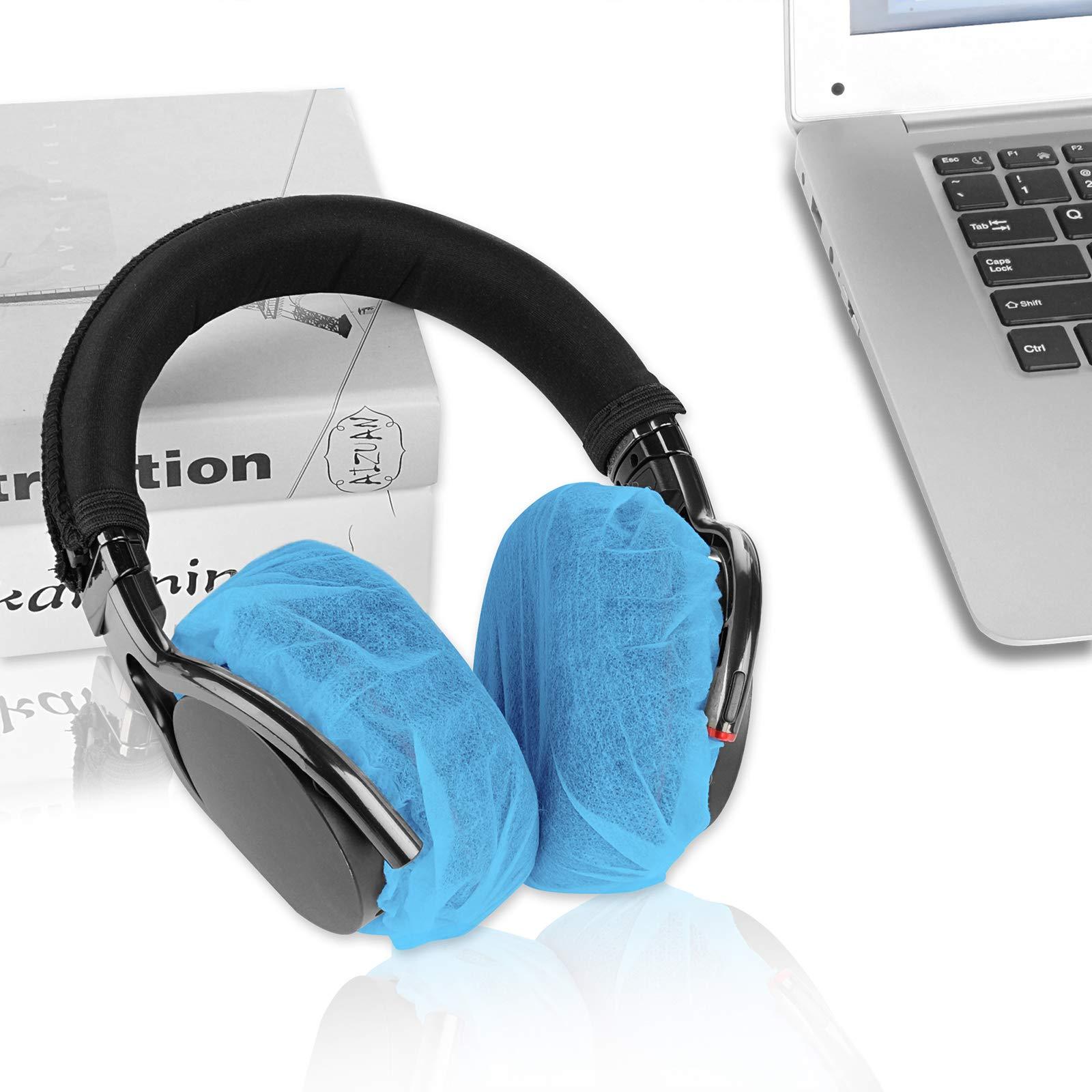 Geekria 100 Pairs Disposable Headphones Ear Cover for Bose QC45, Sony MDR-7506, WH-1000XM6, Beats Studio PRO, Soundcore Anker Life 20, Hygienic Ear Cushion Protector (M/Blue) - Image 6