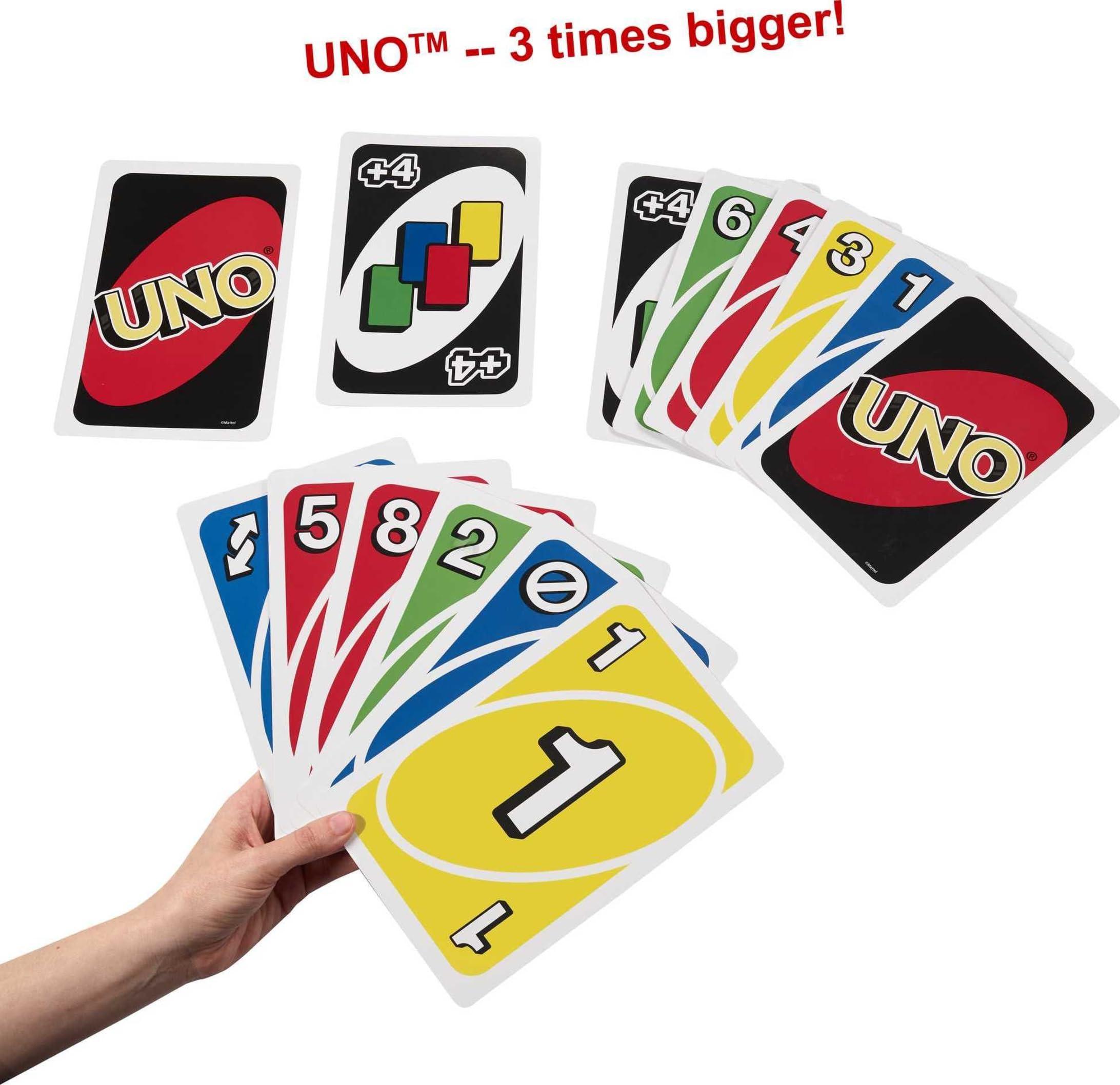 Mattel Games Giant UNO Family Card Game with 108 Oversized Cards and Instructions, Great Toy for Kids Ages 7 Years and Older - Image 3