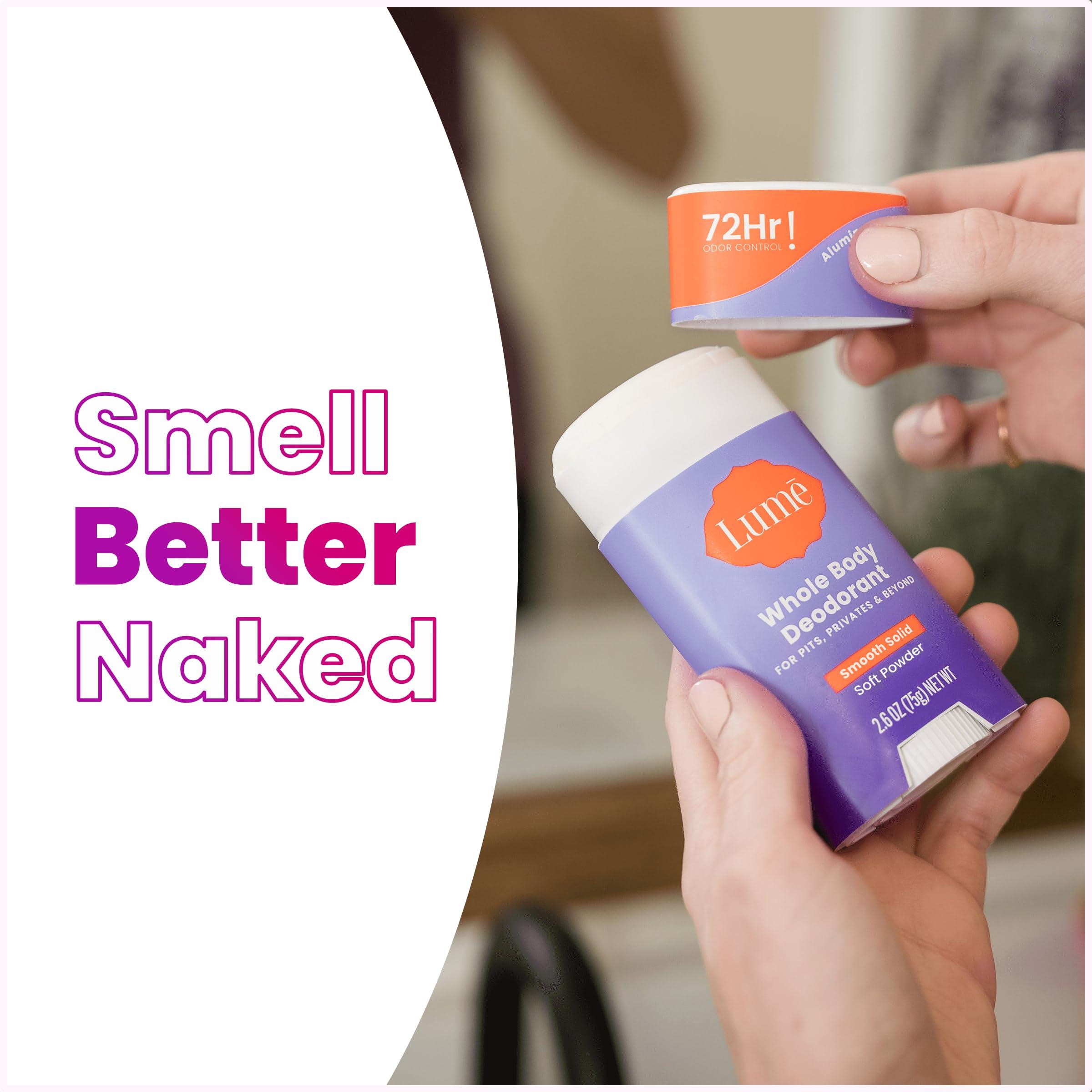 Lume Whole Body Deodorant - Smooth Solid Stick - 72 Hour Odor Control - Aluminum Free, Baking Soda Free and Skin Safe - 2.6 Ounce (Pack of 2) (Soft Powder) - Image 7