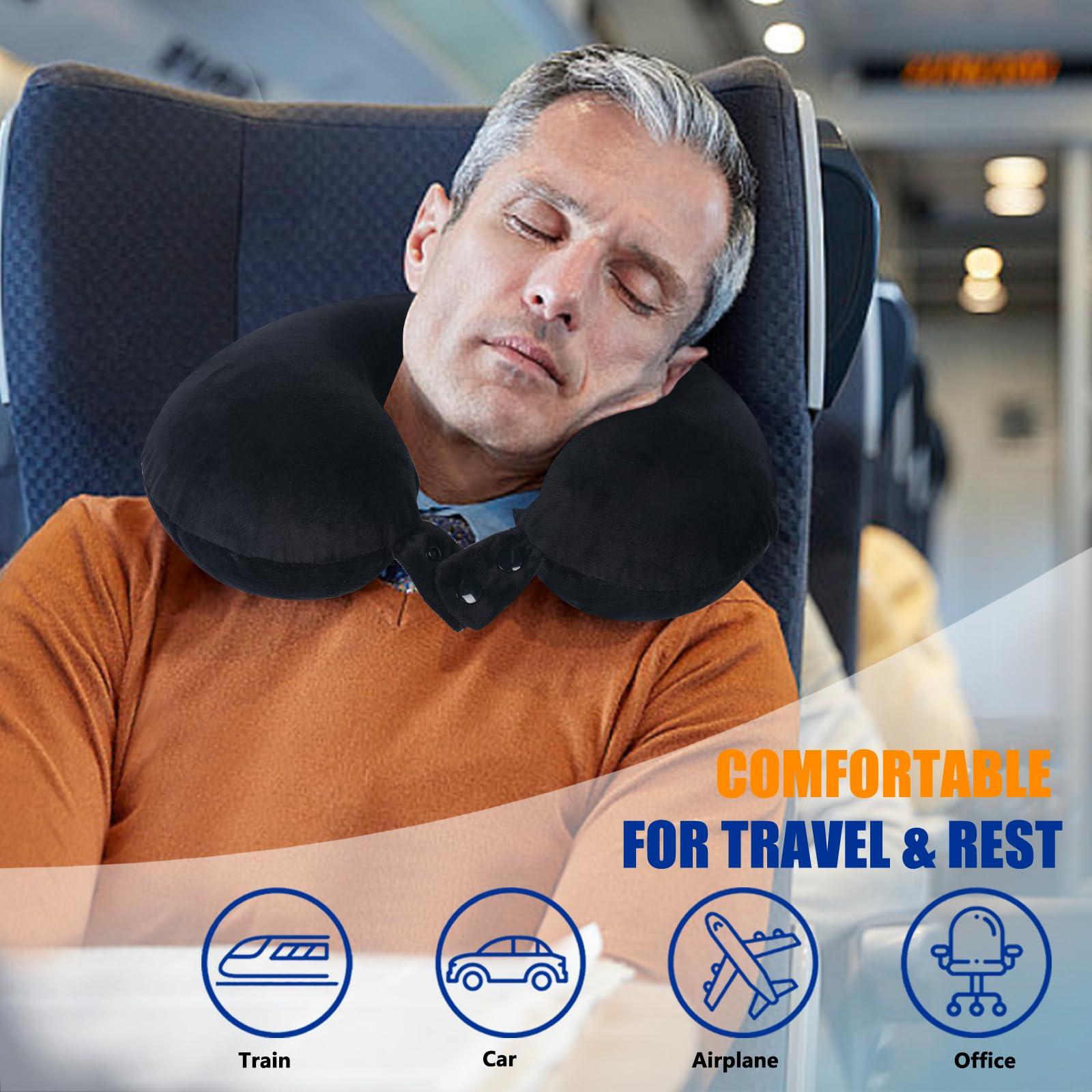 SAIREIDER Travel Pillow 100% Pure Memory Foam Travel Neck Pillow, Airplane Pillow for Traveling、Car、Home、Office，Washable Cover（Black） - Image 3