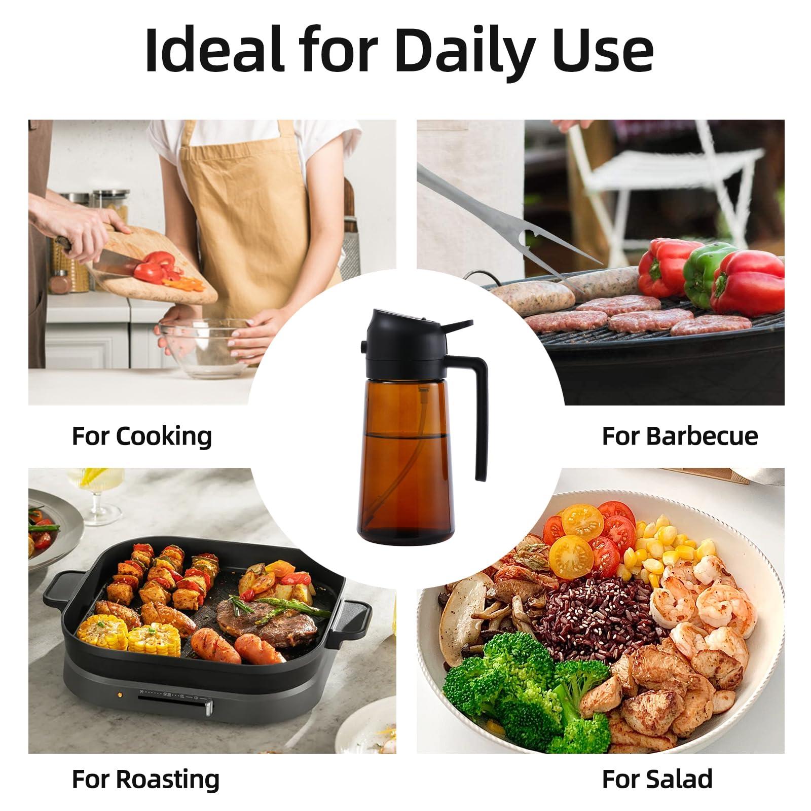 Aovdy Olive Oil Sprayer, Oil Dispenser Bottle Spray and Pour Container - 16oz Oil Sprayer for Cooking Oil Dispenser for Kitchen 470ml for Kitchen Cooking Salad BBQ (Dark Brown) - Image 3