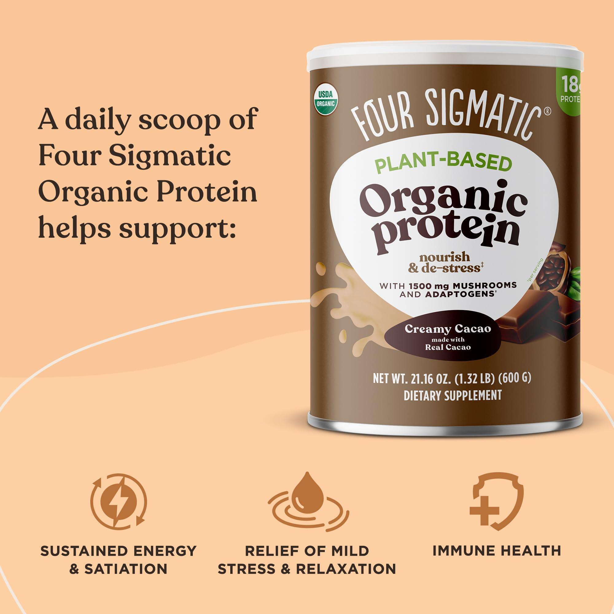 Four Sigmatic Organic Plant-Based Protein Powder Creamy Cacao Protein with Lion’s Mane, Chaga, Cordyceps and More | Clean Vegan Protein Elevated for Brain Function and Immune Support | 21.16 oz - Image 5