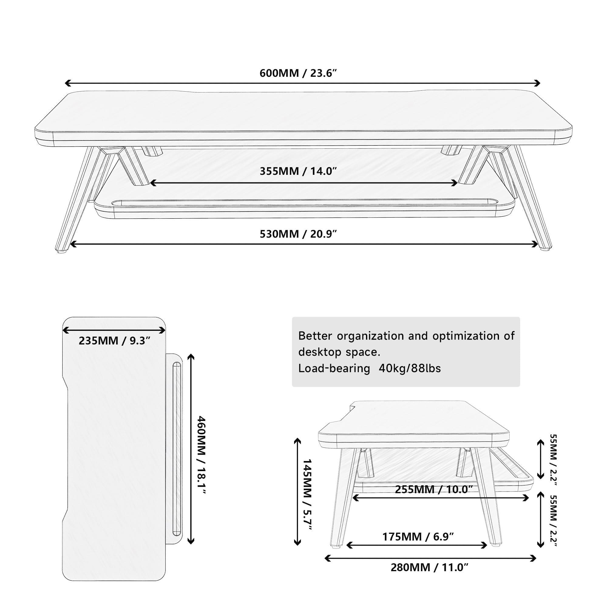 Fenge Monitor Stand, Monitor Stands Riser for Desk, 23.6 Inch Wood Desk Shelf with Storage Organizer and Cable Management for Office Desk Accessories - Image 3