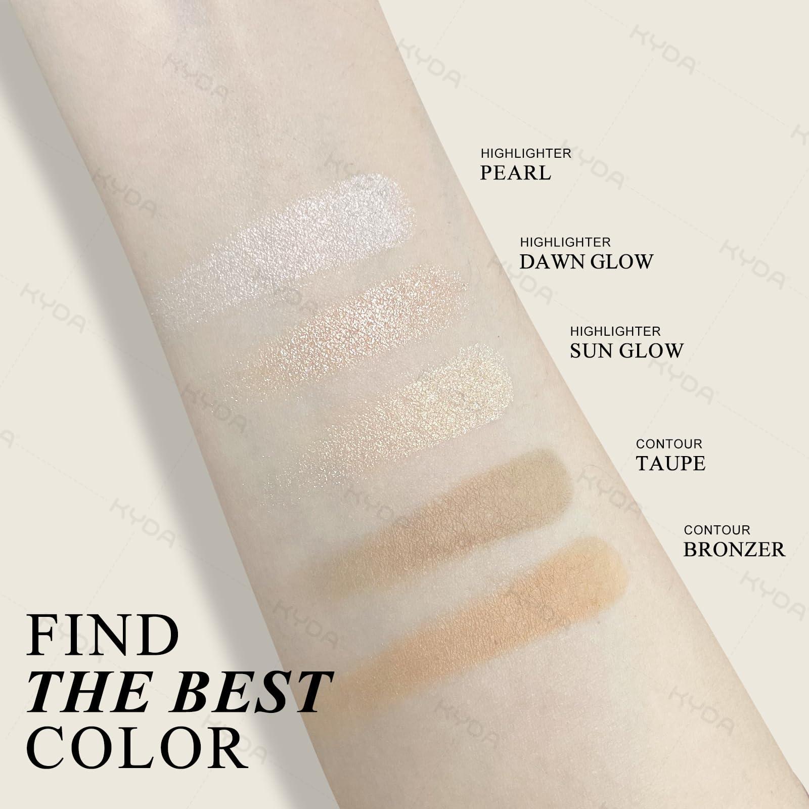 KYDA Face Highlighter Palette, High Glossy Face Illuminator Palette, Narutal Glow Finish, Pearl Shimmer Smooth Baked Powder, Lasting Sparkling Highlighter Makeup-SUN GLOW - Image 4