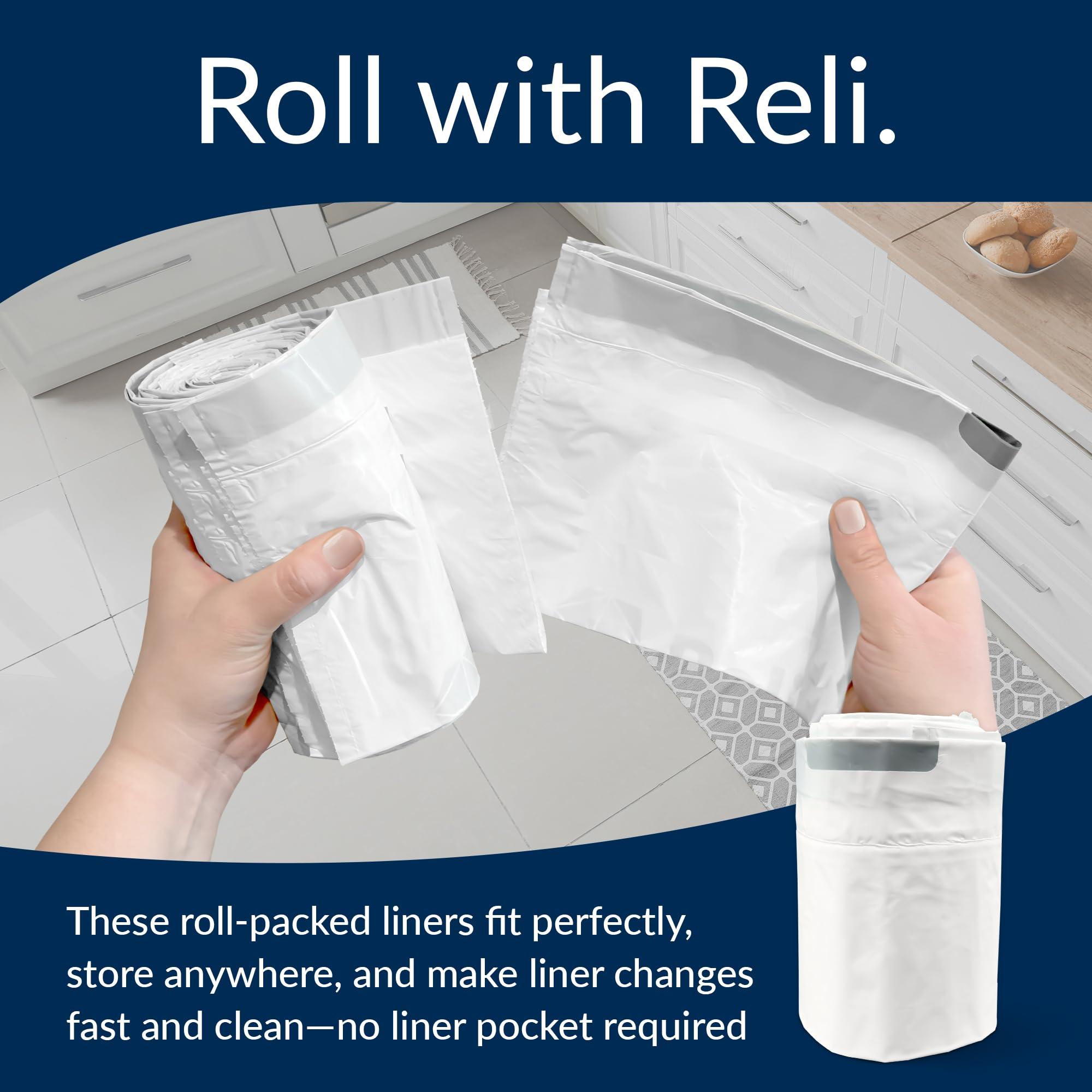 Reli. SuperFit Code Q (225 Count) | Compatible with Simplehuman Code Q | Custom Fit Liners | Drawstring Trash Bags | 50-65 Liter / 13-17 Gallon | White | Roll Pack - Image 4