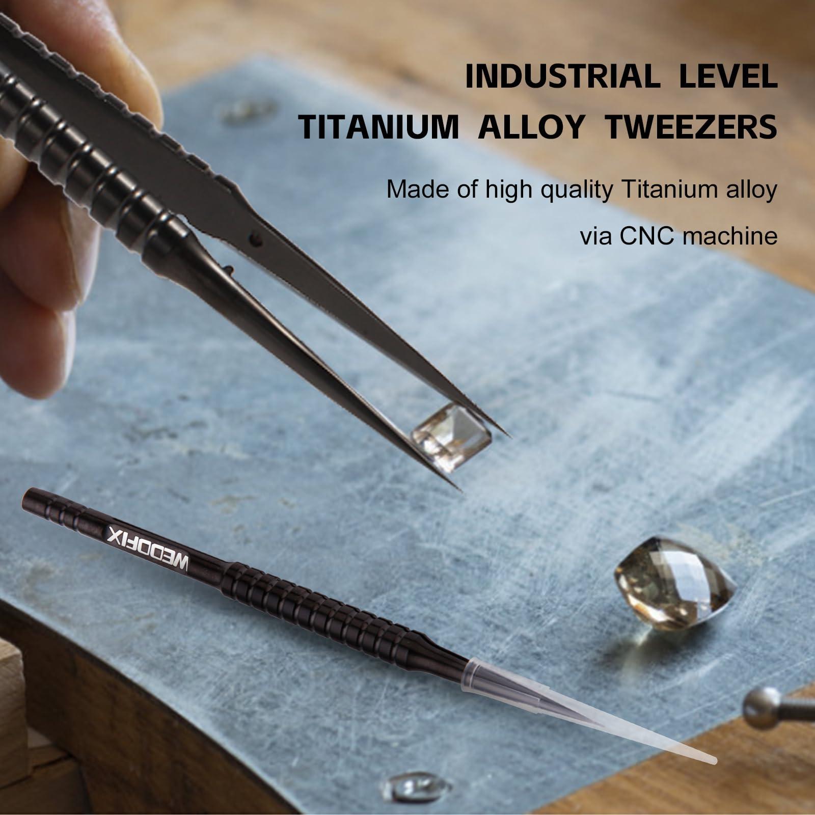 WEDOFIX Ultra Fine Precision Titanium Tweezers with Sharp Tips Non-magnetic Anti-corrosive Black Tweezers for Micro Soldering Work Electronics Jewelry Making - Image 7