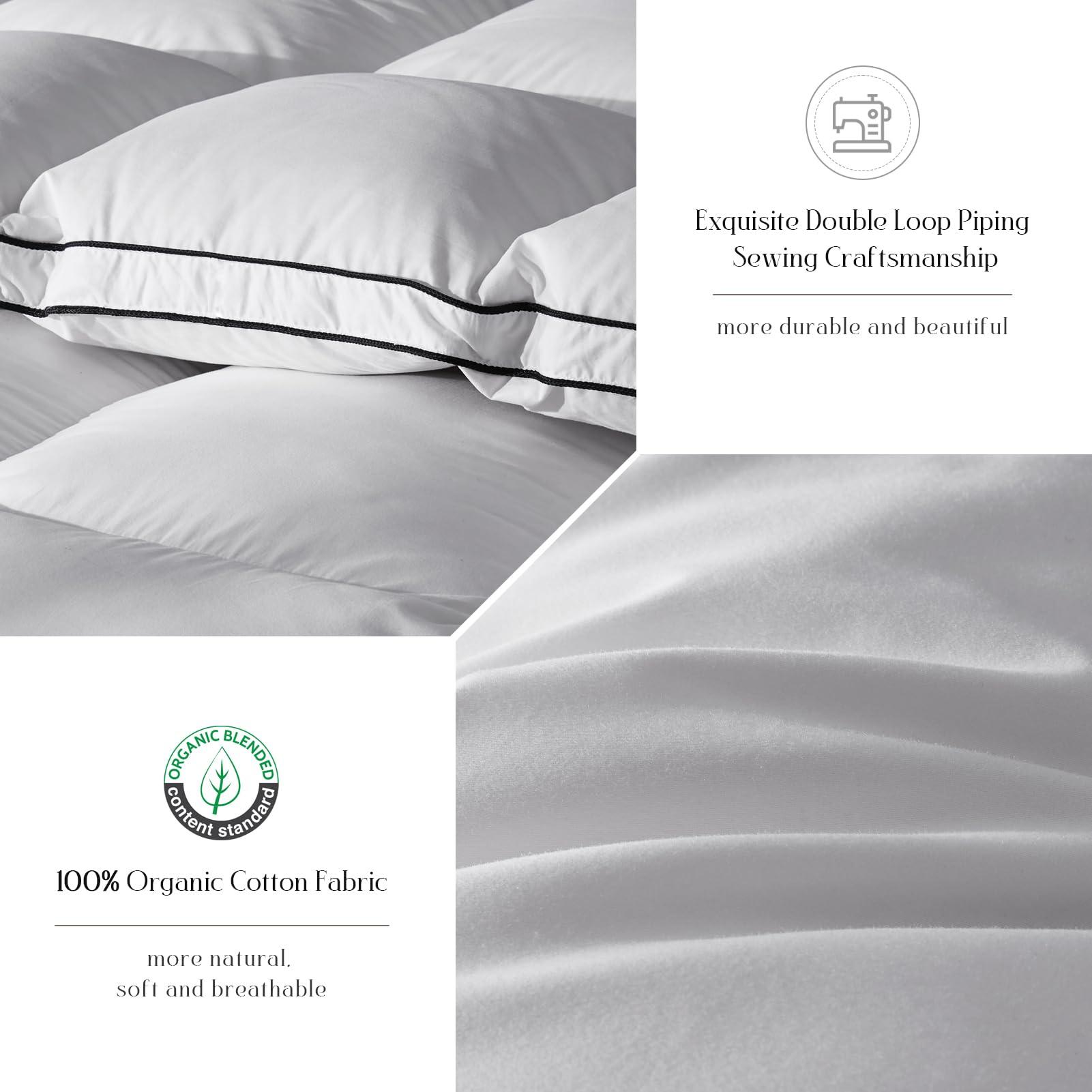 ROZIDC 850 Fill Power Hungarian Goose Feather Down Duvet King Size,Soft 100% Organic Cotton Fabric,Luxurious All Season Duvet Insert,Fluffy Medium Warmth Down Comforter,60 oz(White,106x90 Inches) - Image 4