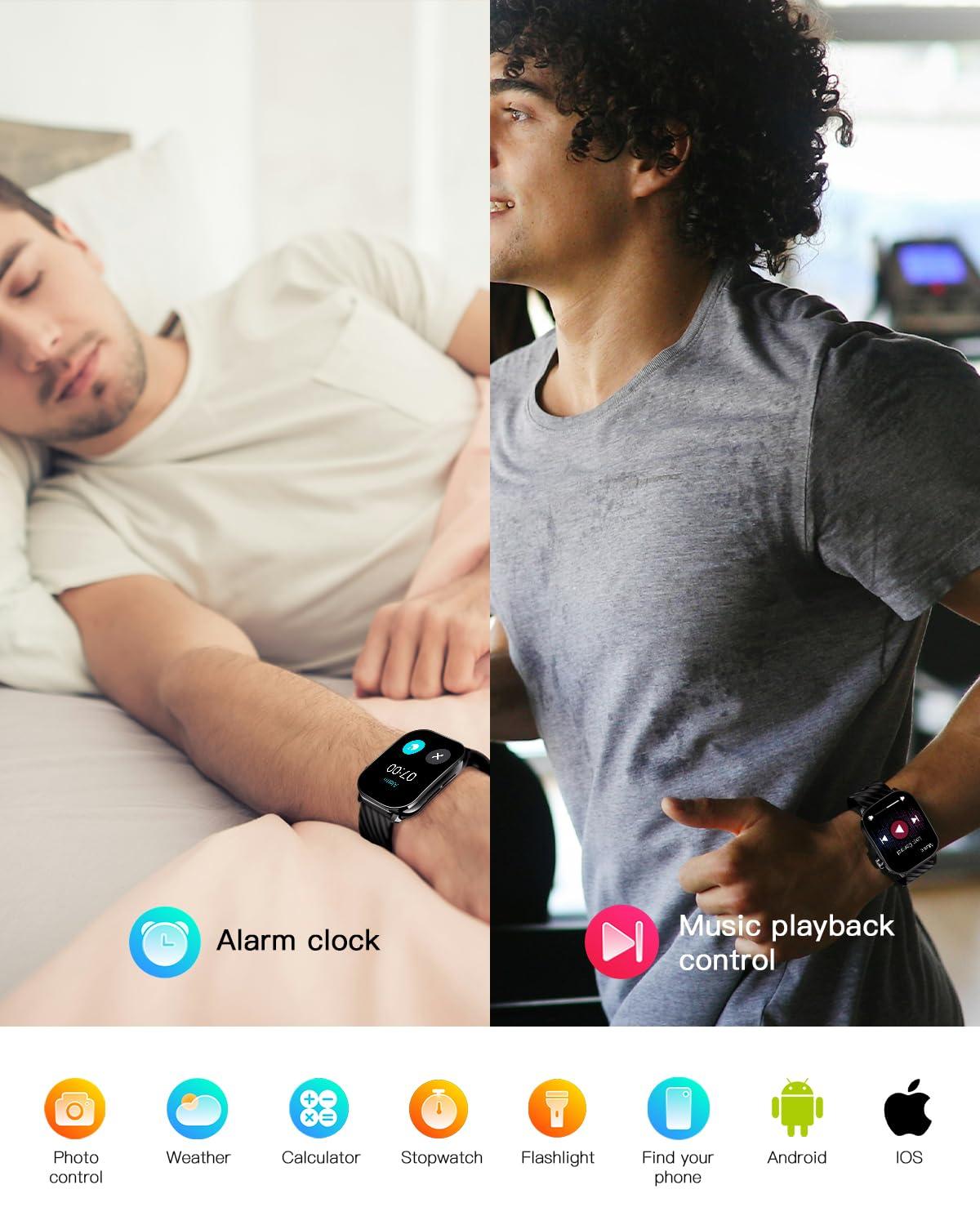 Smart Watch (Answer/Make Calls), 2.1" Curved AMOLED Screen Smartwatch for Men Women 100+ Sport Modes Fitness Watchs with Blood Oxygen/Sleep/Heart Rate Monitor, Smartwatch for Android & iPhone - Image 7