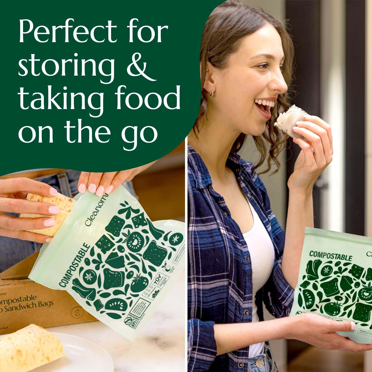 Cleanomic Compostable* Sandwich Size Food Storage Bags (25 Eco Zip) Freezer and Leak Proof, Also Available Gallon, Quart and Snack Size Bags - Image 6