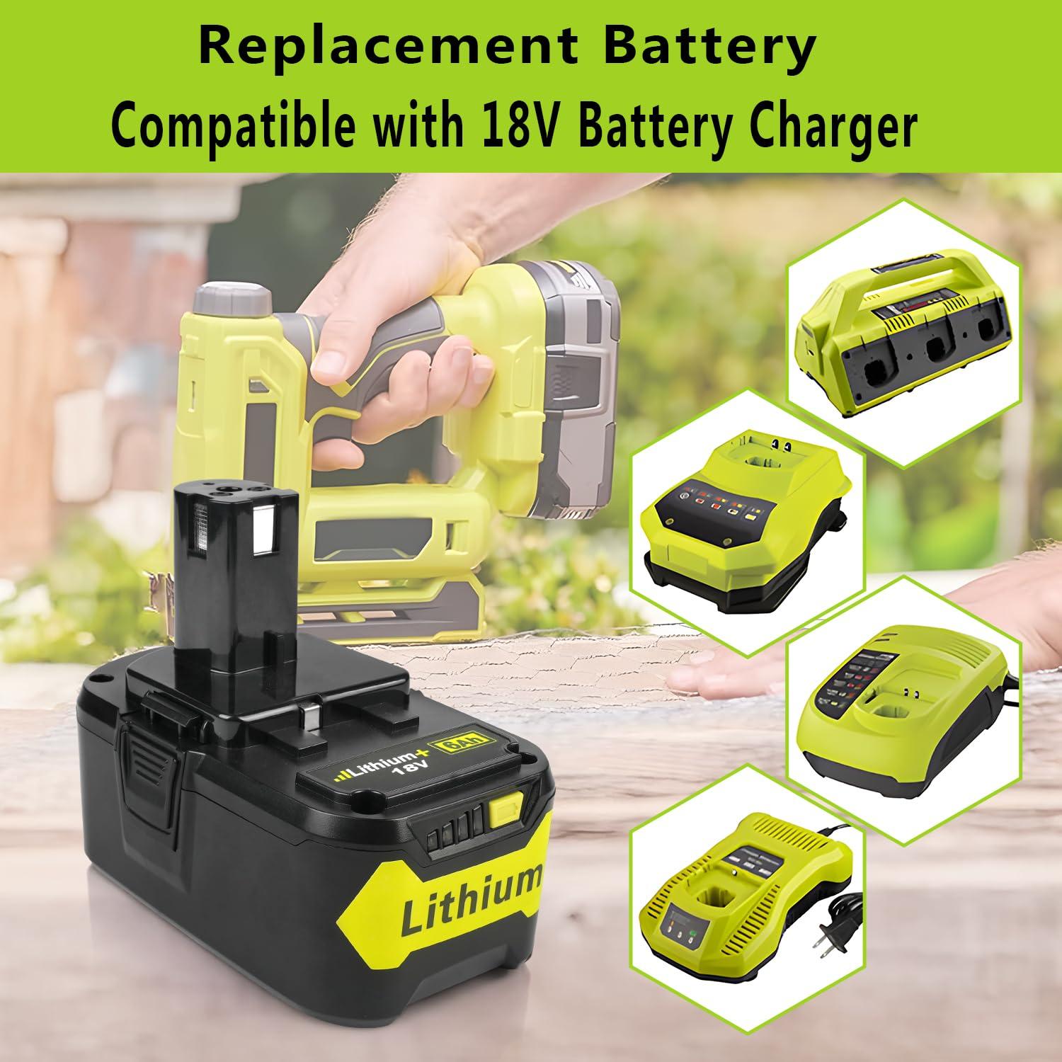 VIRSHX BATT Upgraded 2packs 6Ah 18V Replacement for Ryobi 18V Battery Compatible with Ryobi ONE+ P108 P102 P103 P104 P105 P107 P109 P122 Cordless Tool Batteries with Indicator - Image 6