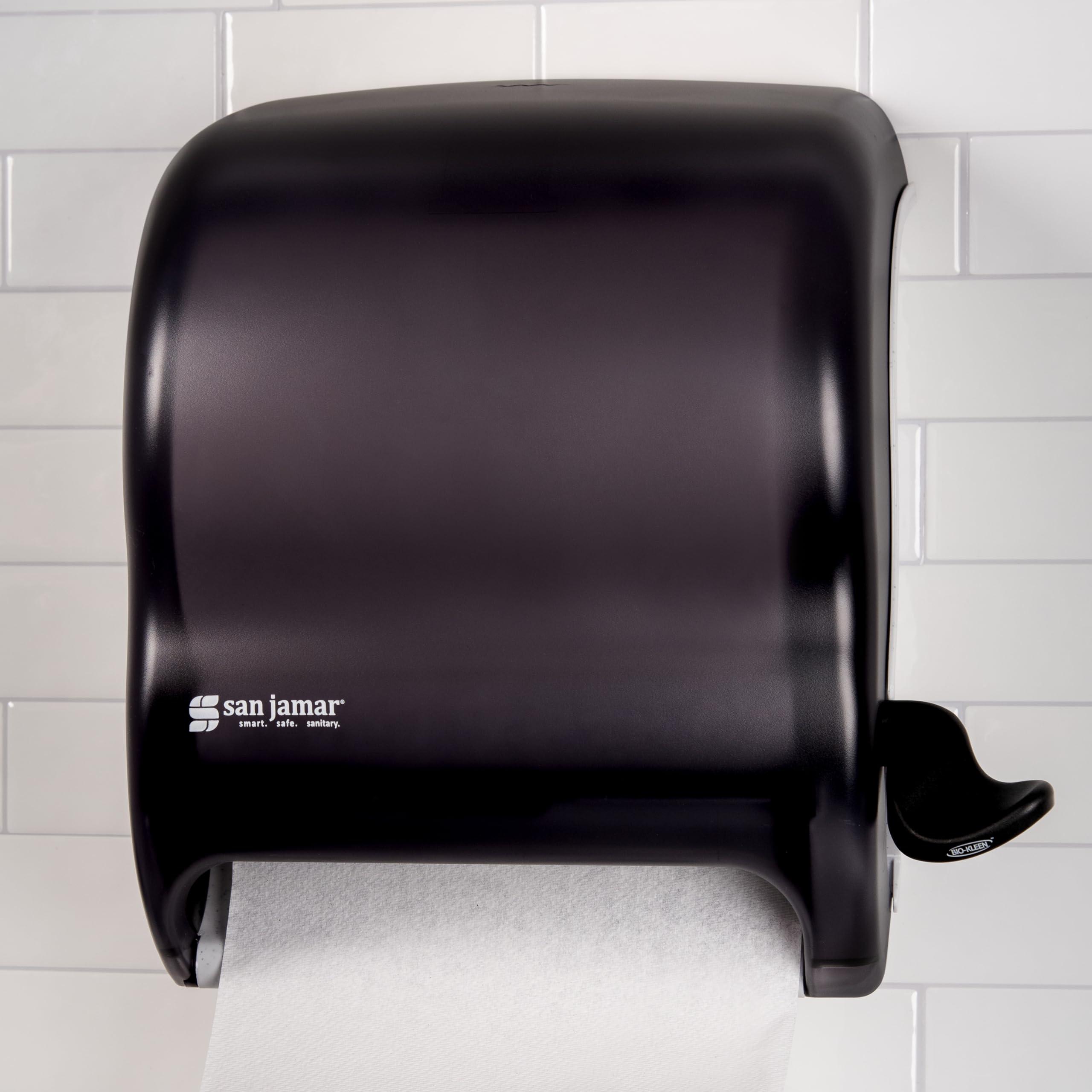 San Jamar Classic Element Paper Towel Dispenser Wall-Mounted Commercial Roll Dispenser, Fits All Core Sizes with Lever for Bathroom, Kitchens, and Restaurants, Plastic, Universal Paper, Black Pearl - Image 2