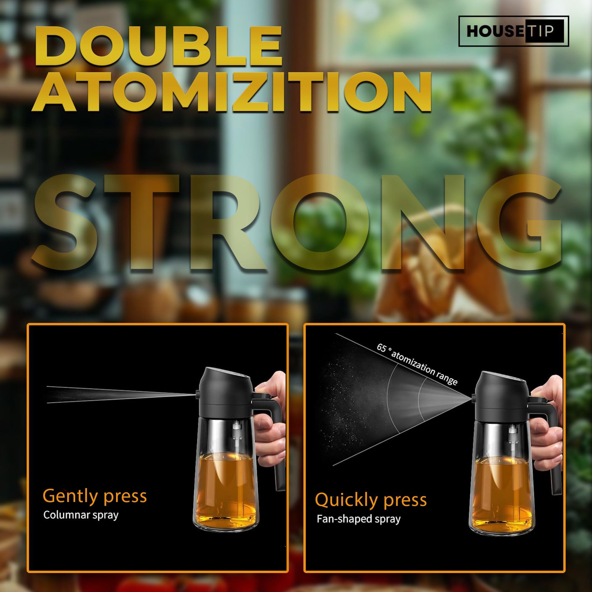 Housetip Oil Dispenser For Kitchen, 2 in 1 Glass Olive Oil Dispenser Bottle Spray And Pour, 16.9 Oz/500ml & Oil Sprayer For Cooking, Prefect For Air Fryers, Salad Dressing, BBQ and Grilling - Image 9