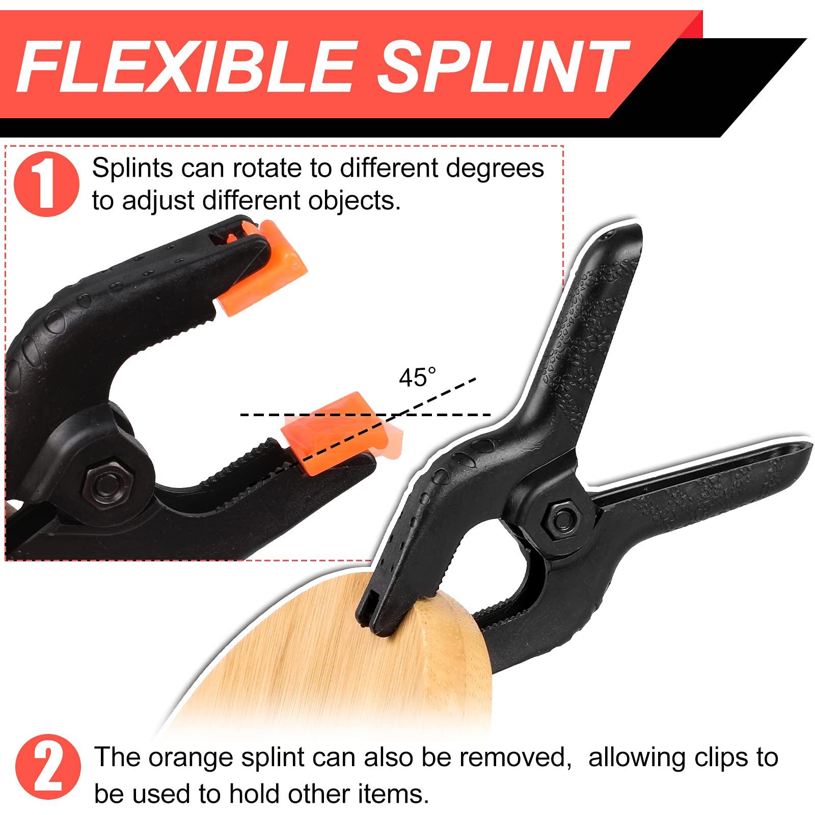 12 Pack Plastic Spring Clamps, 3.5inch Small Heavy Duty Clips for Crafts, Backdrop Stand, Woodworking, Photography Studios (Black) - Image 5